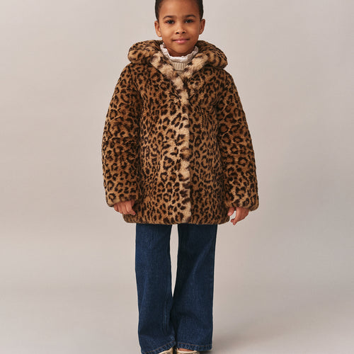 Doogie Leopard Print Faux Fur Coat