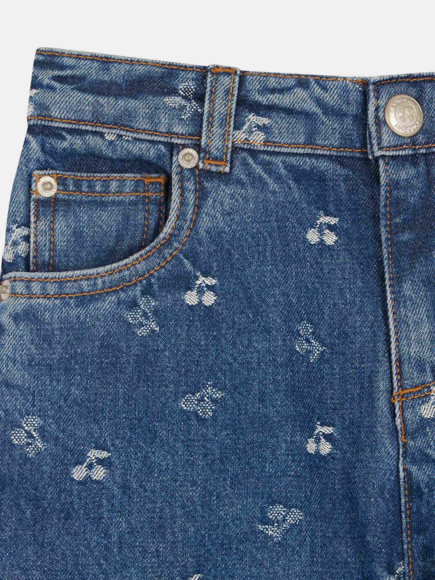 Jasmina pants in cherry jacquard denim