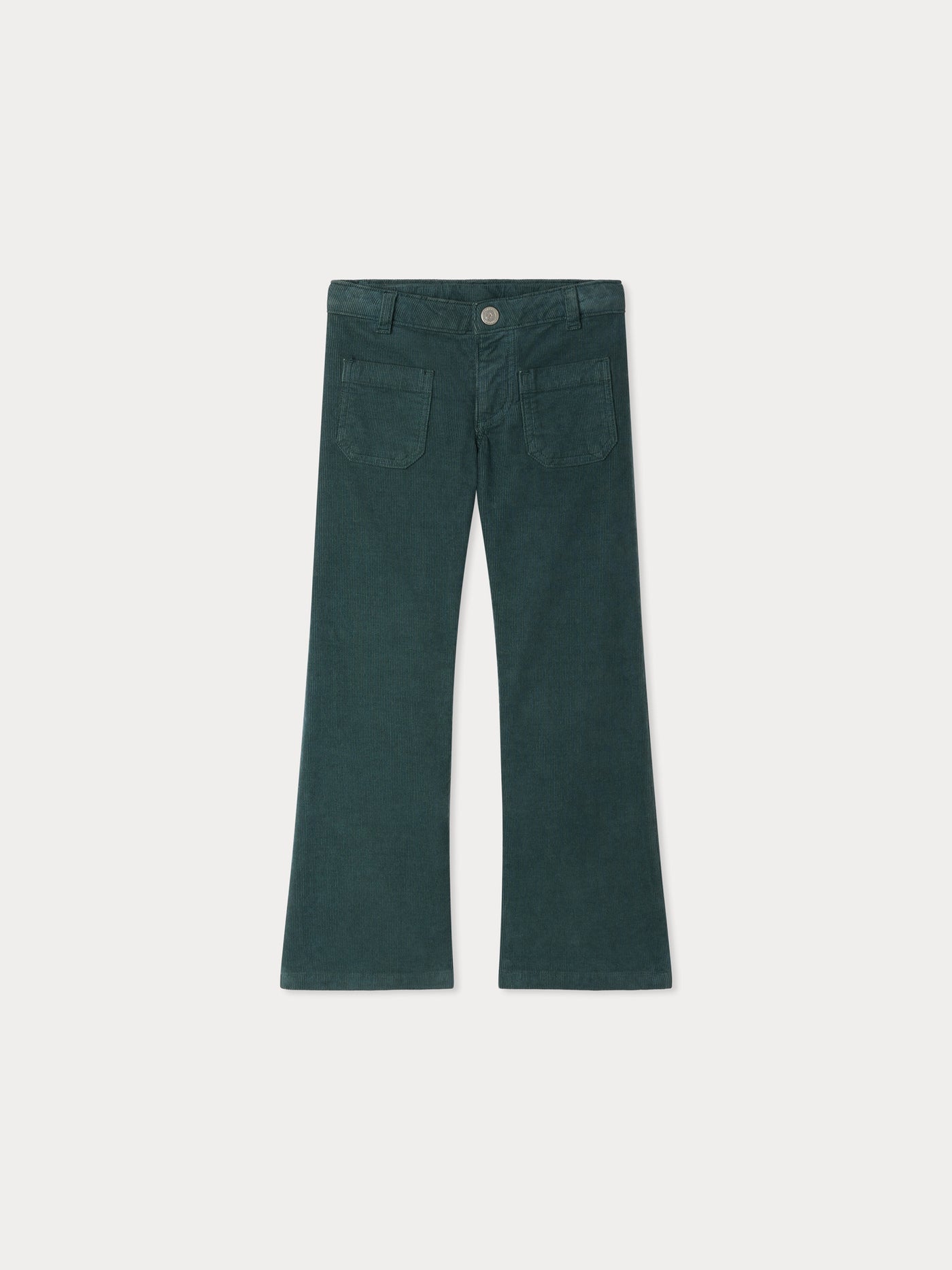Jennifael straight pants in green organic cotton velvet