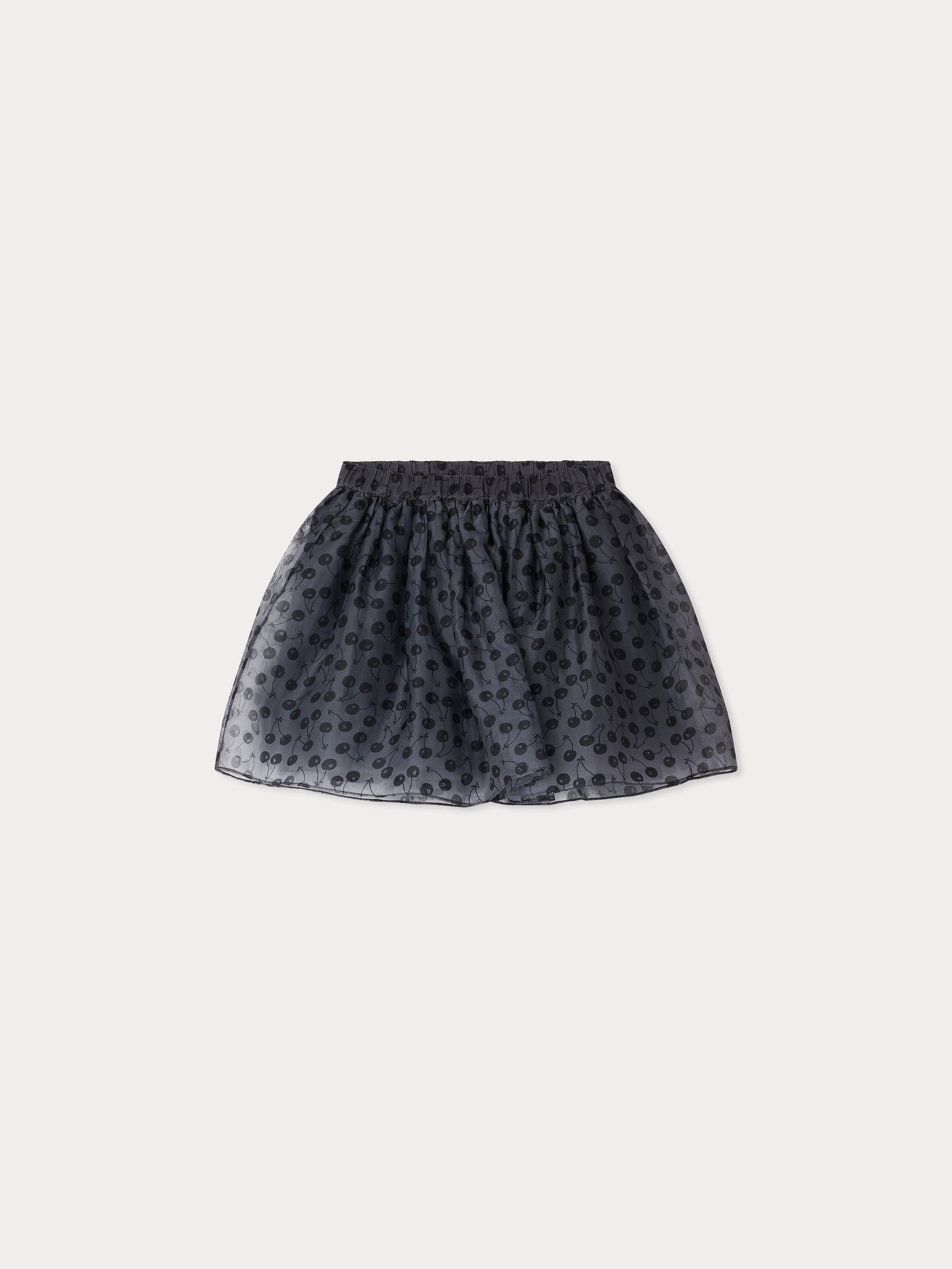 Suzon skirt with elasticated waist in cherry-print silk organza