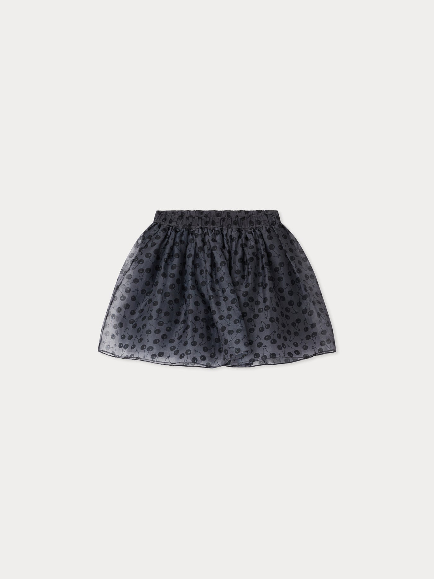 Suzon skirt with elasticated waist in cherry-print silk organza