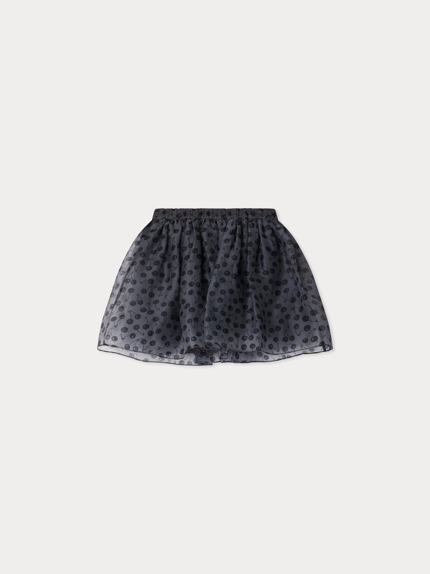 Suzon skirt with elasticated waist in cherry-print silk organza