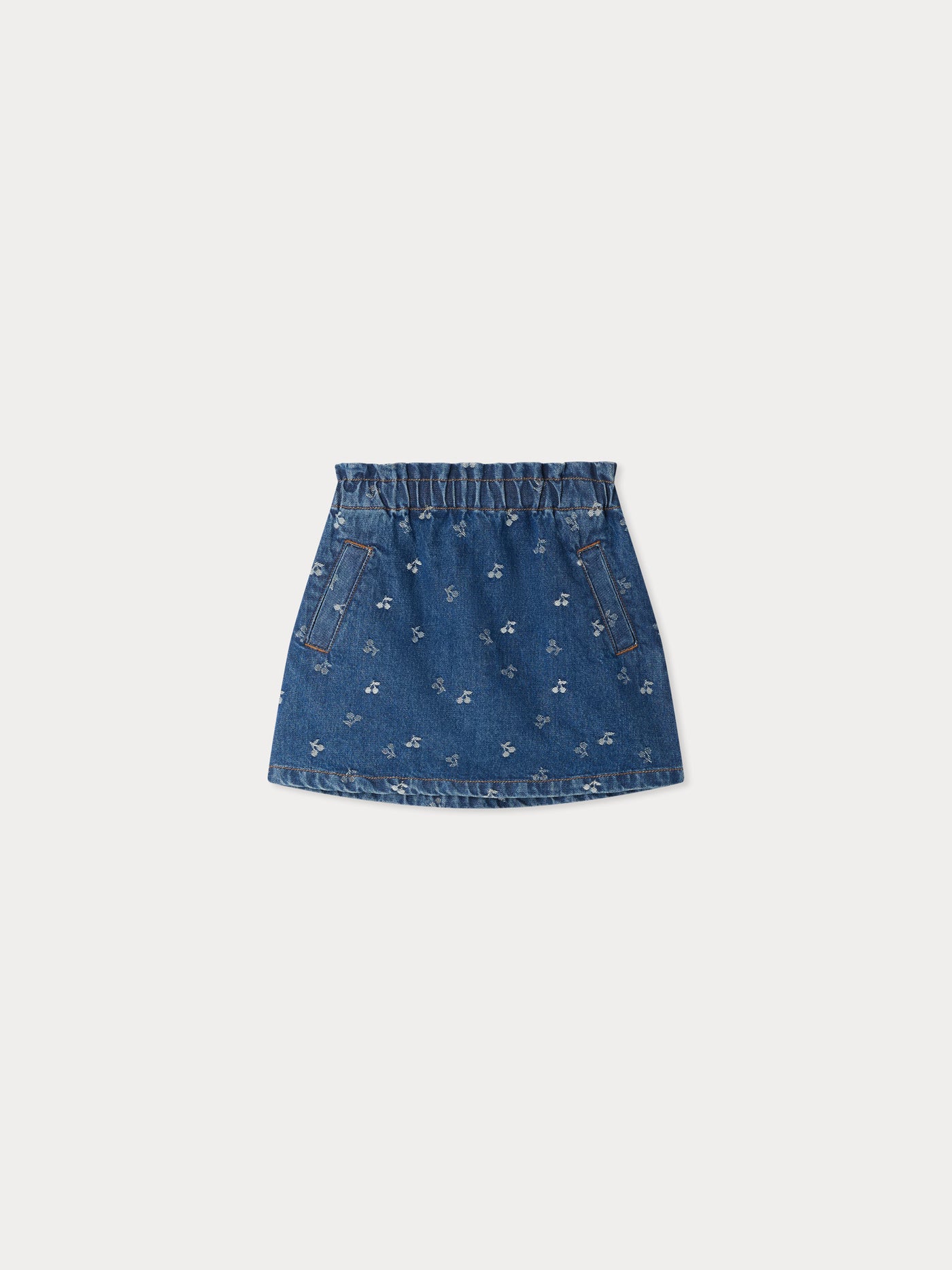 Jensua elasticated waist skirt in cherry jacquard denim