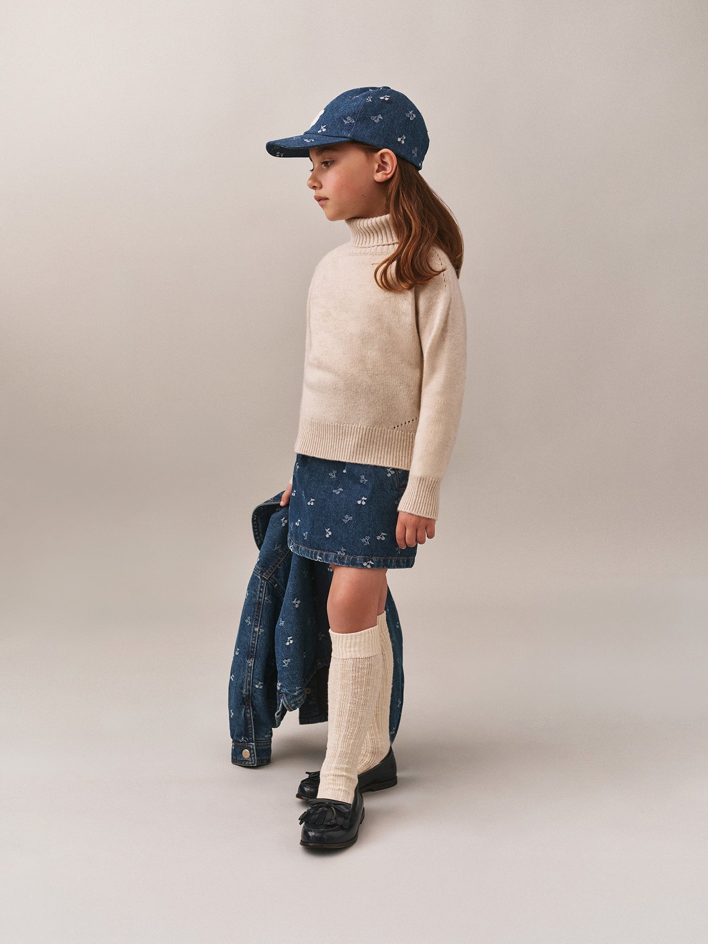 Jensua denim skirt with cherry print