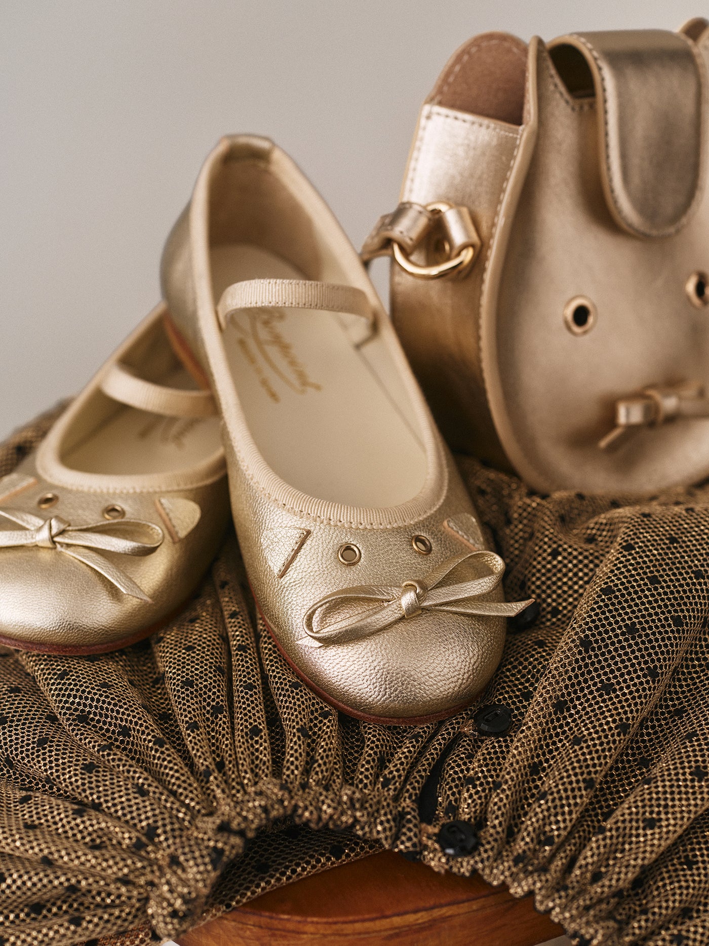 Joie gold leather ballerinas