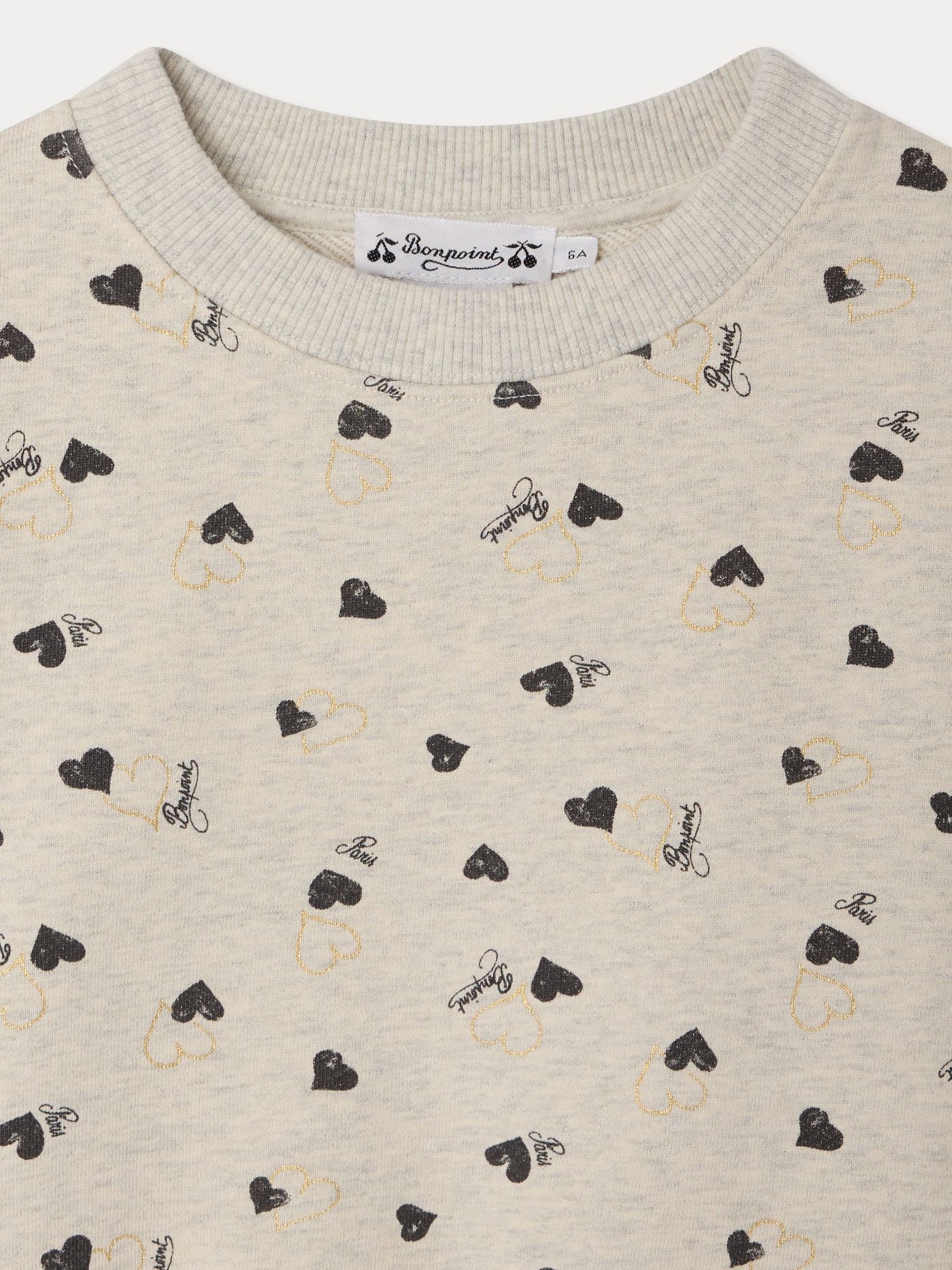 Tayla sweatshirt with black and gold heart print in organic cotton