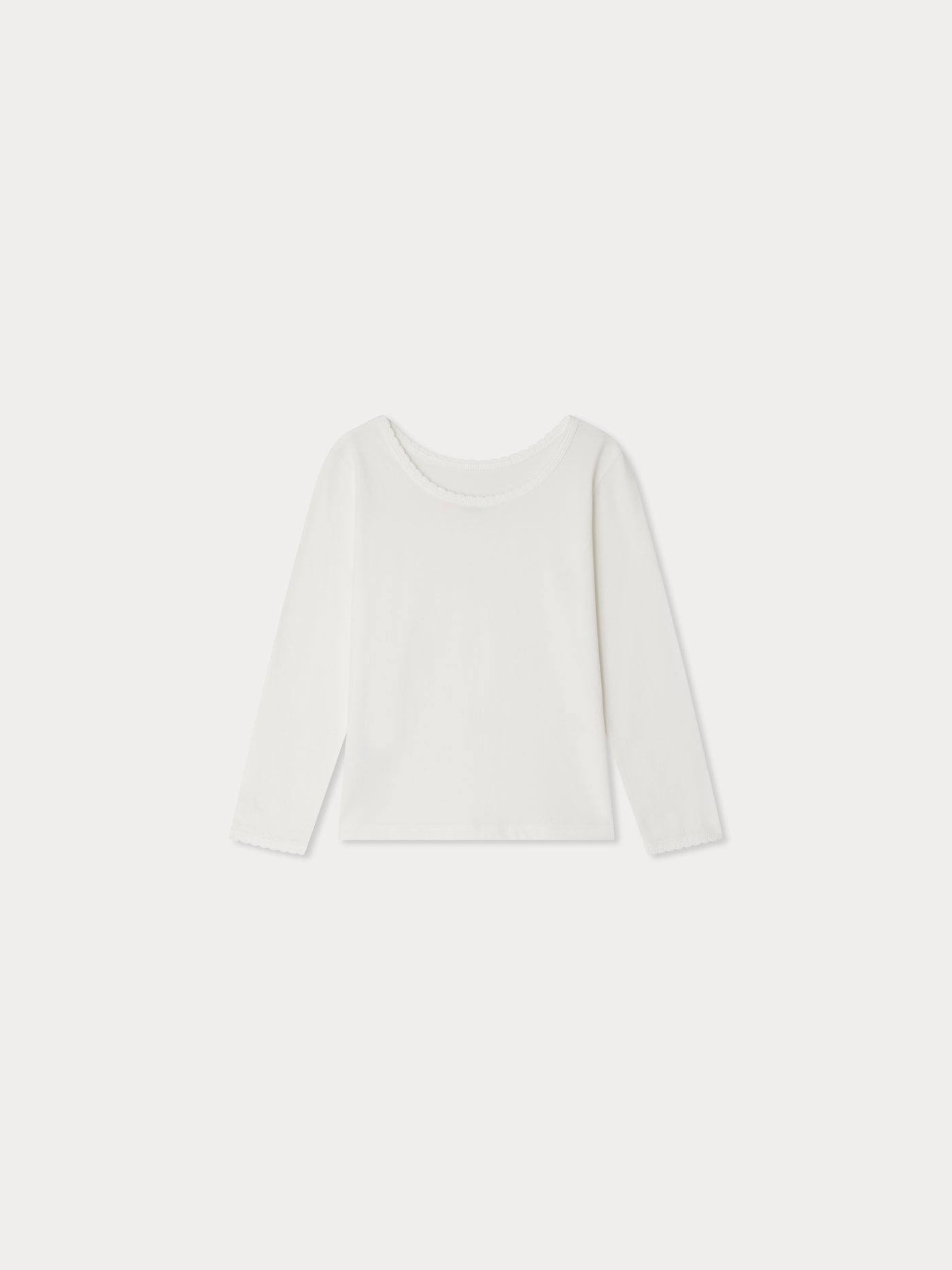 Jibou T-shirt embroidered with golden cherry beads in organic cotton