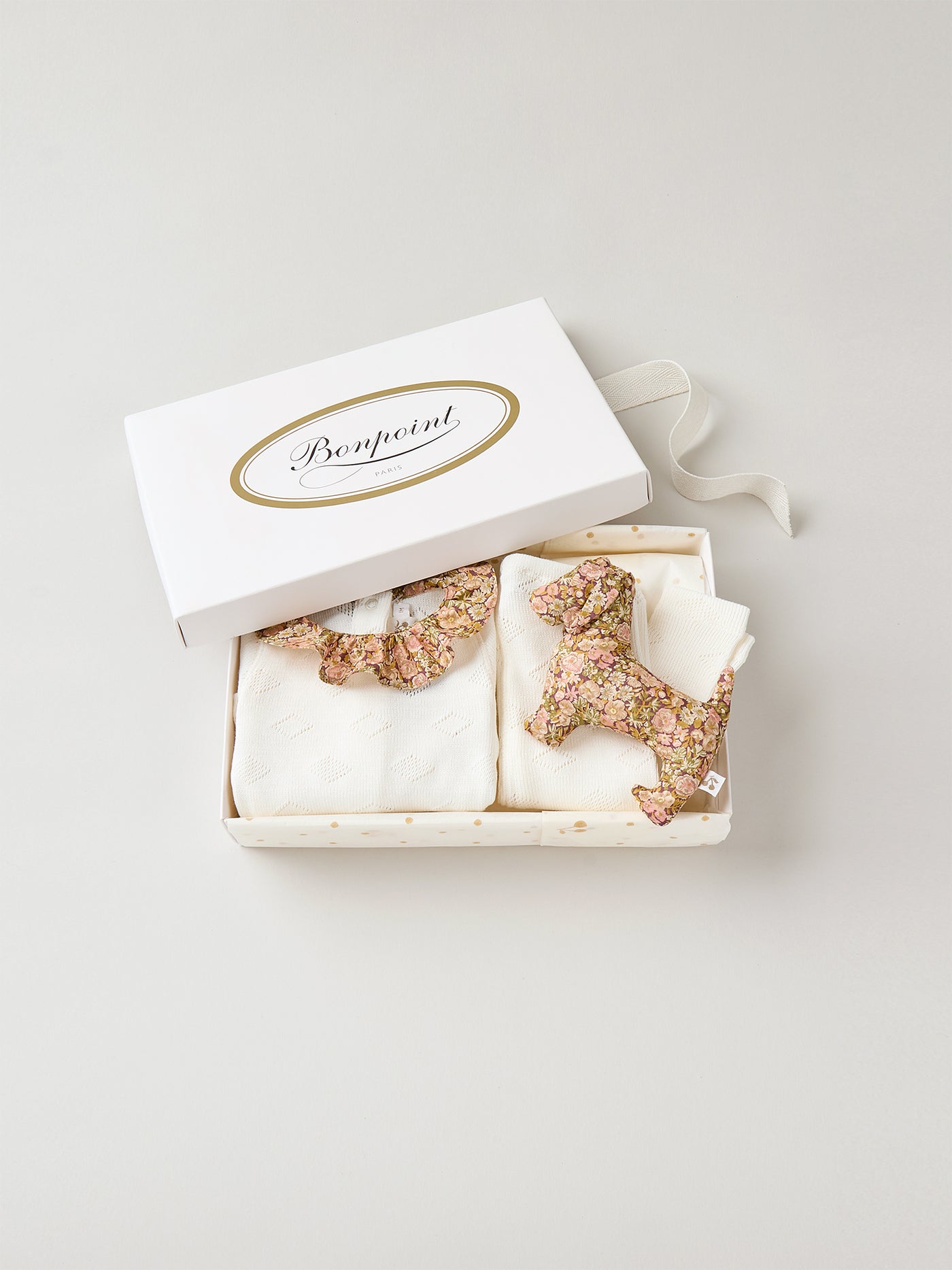 Daisie box set with knitted set and Liberty fabric comforter in organic cotton