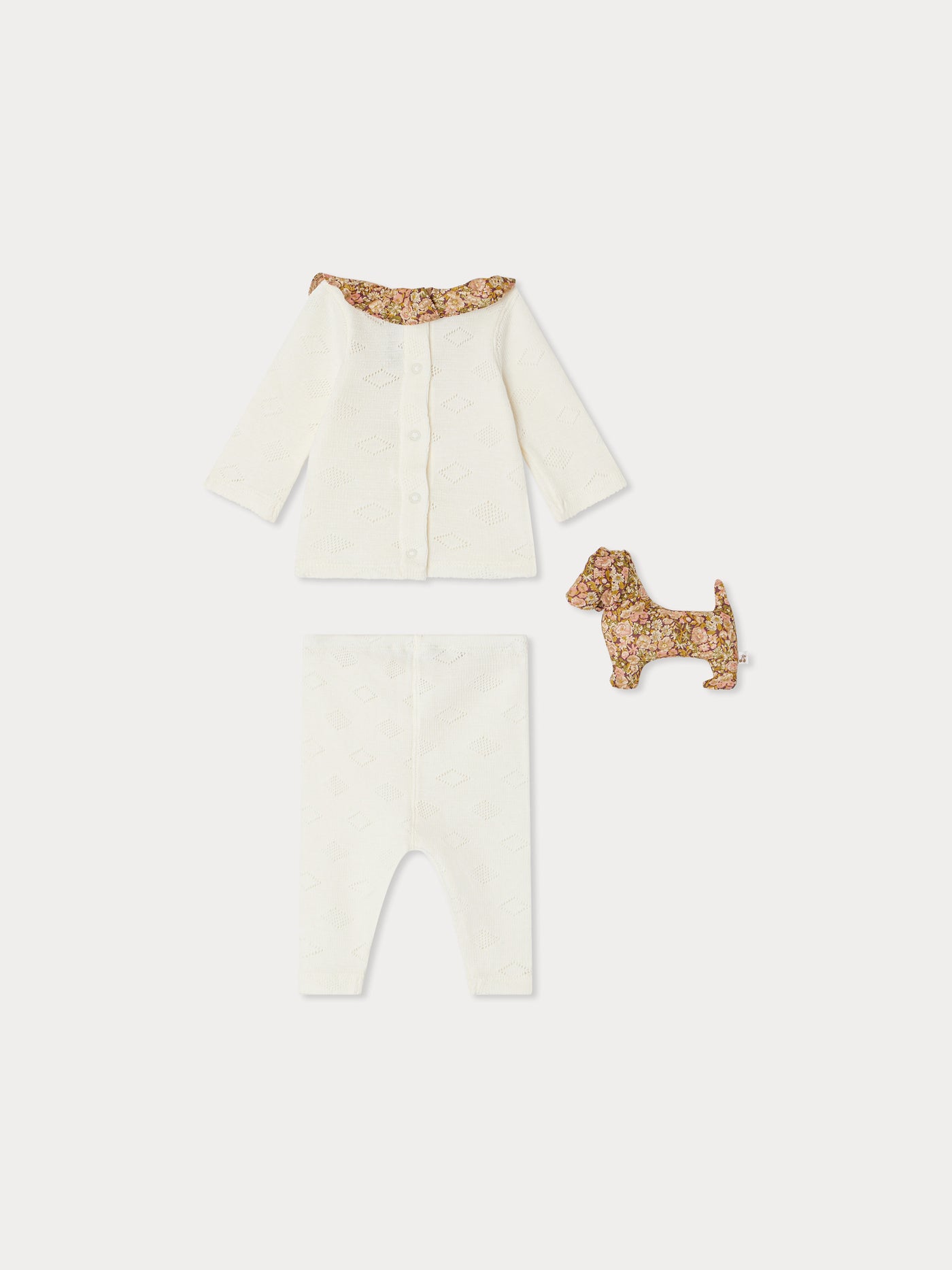 Daisie box set with knitted set and Liberty fabric comforter in organic cotton