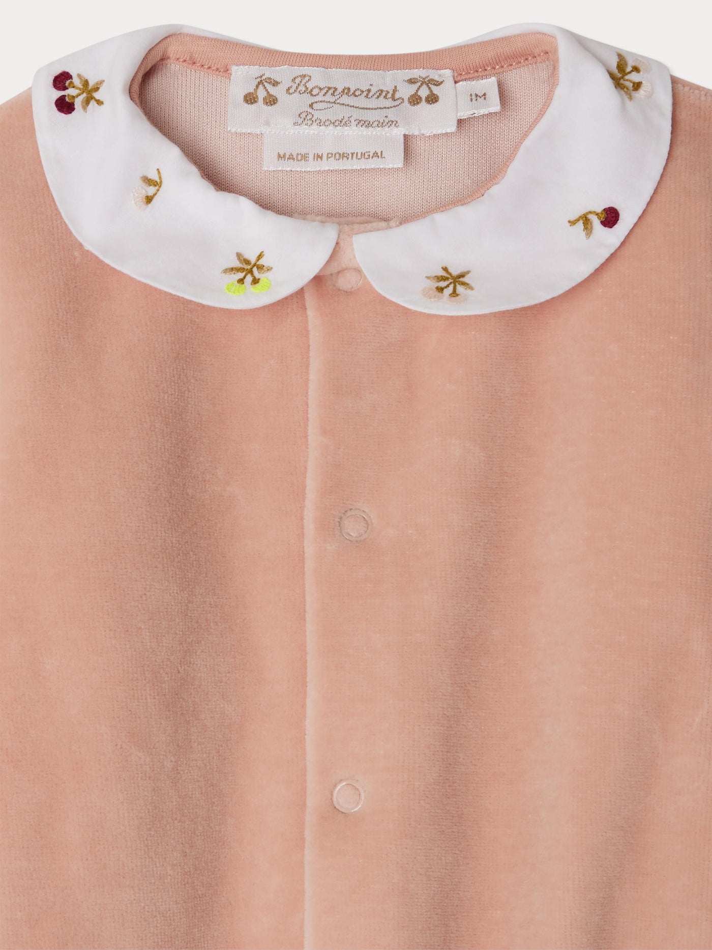 Tintina velvet pajamas with cherry embroidered velvet collar