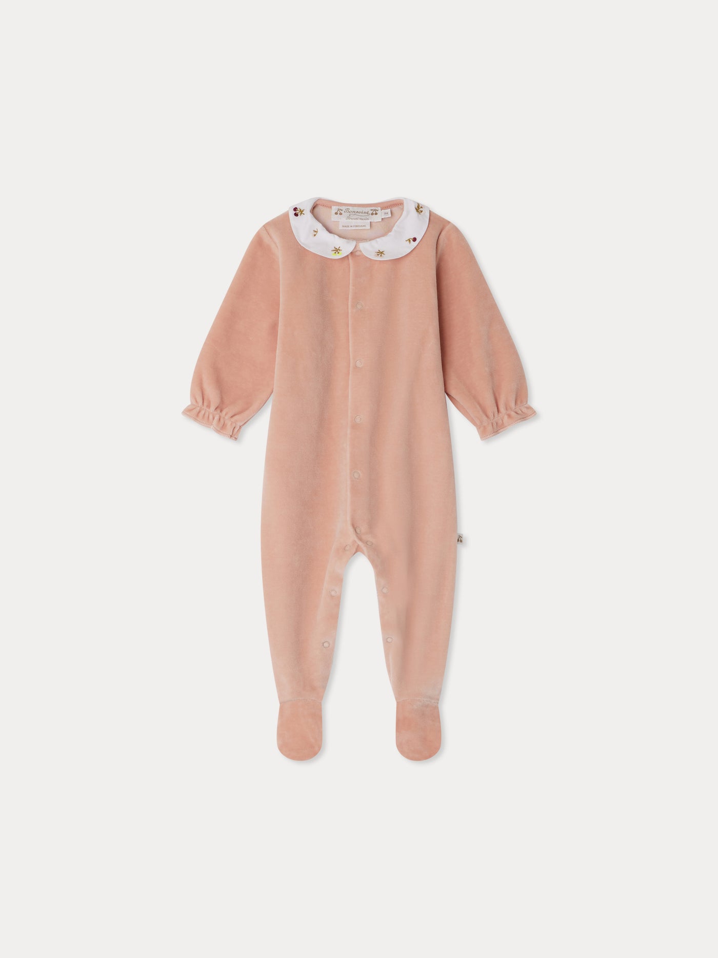Tintina velvet pajamas with cherry embroidered velvet collar