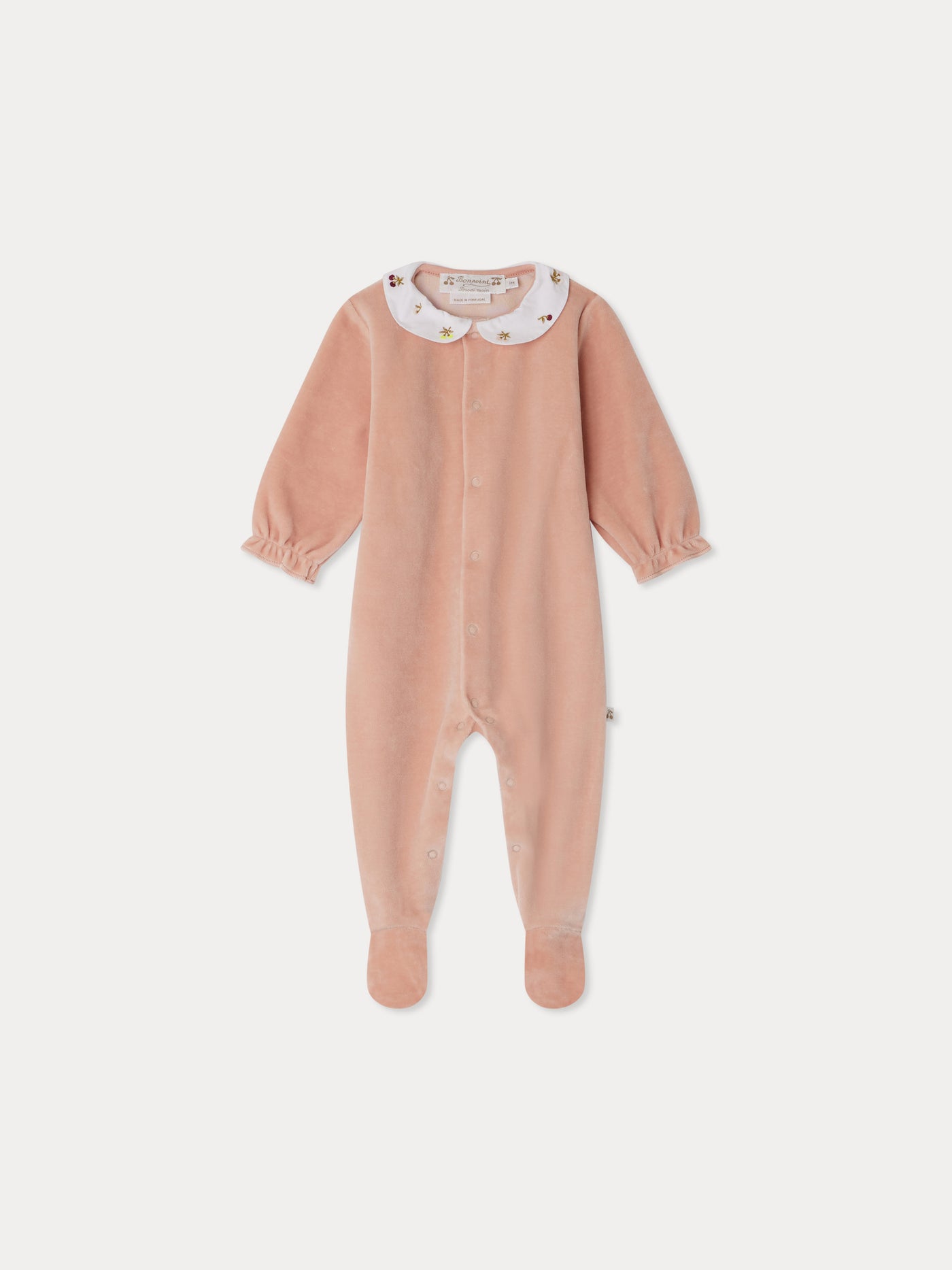 Tintina velvet pajamas with cherry embroidered velvet collar