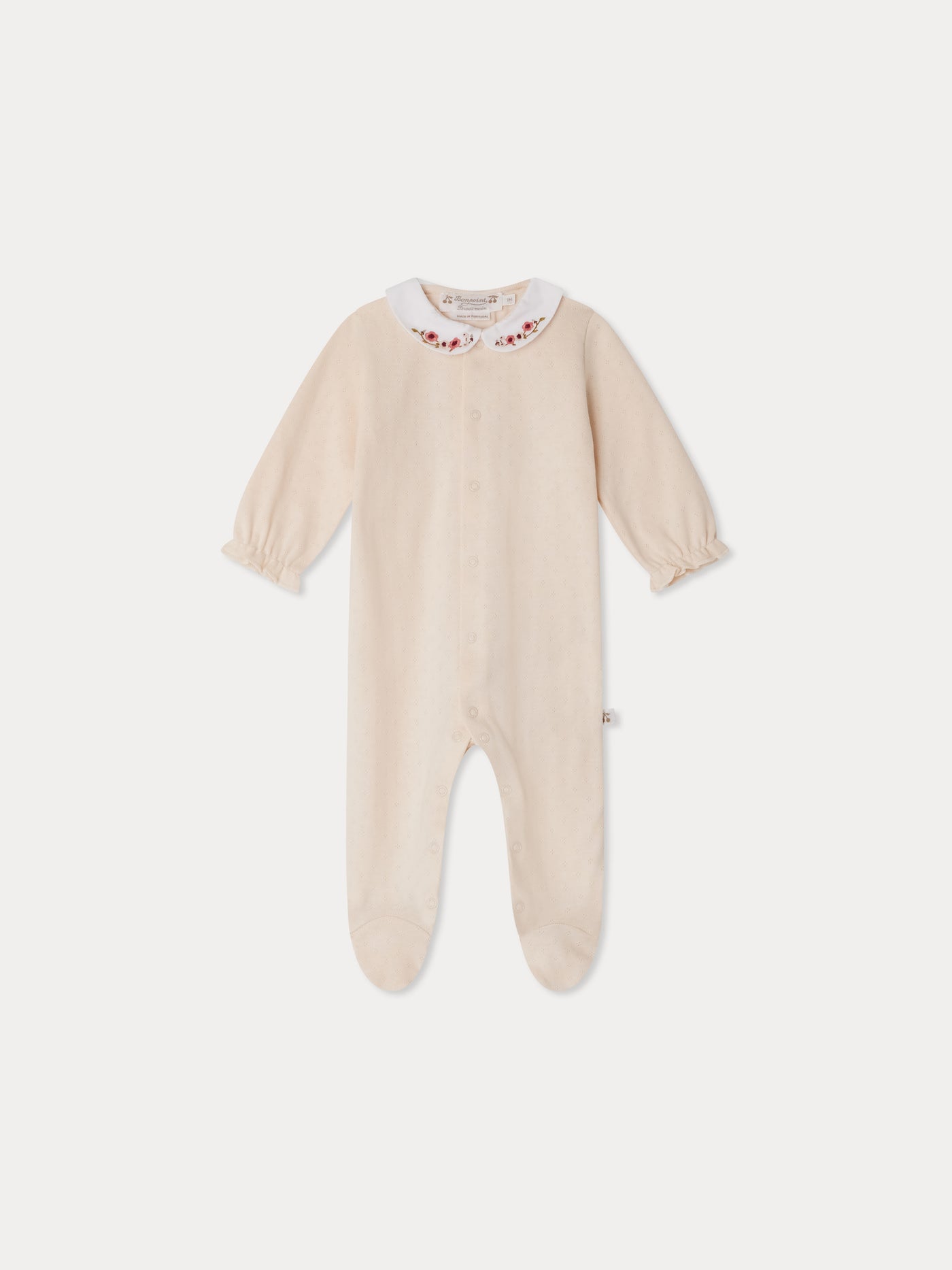 Tintina pointelle pajamas with embroidered collar in organic cotton