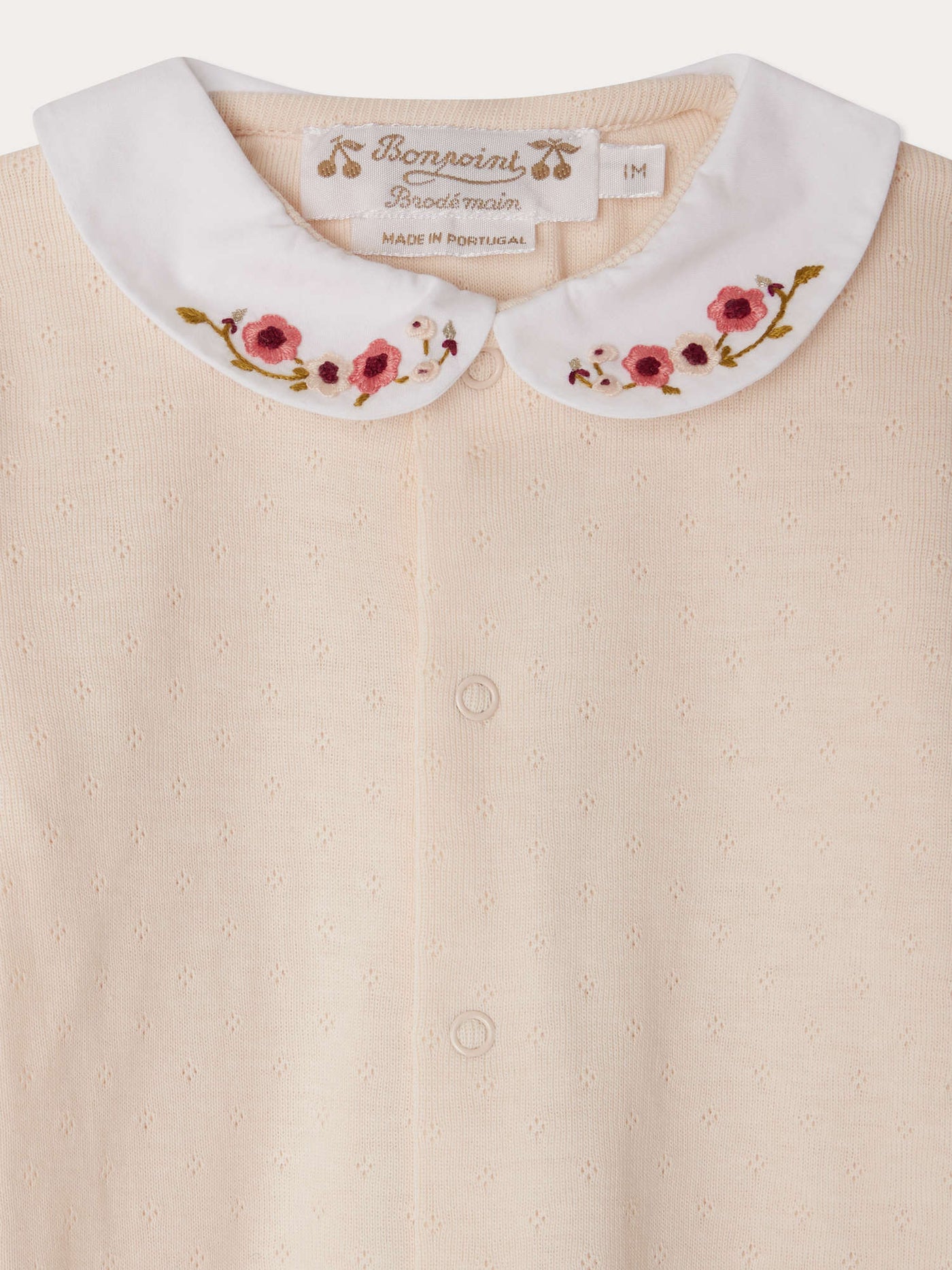 Tintina pointelle pajamas with embroidered collar in organic cotton