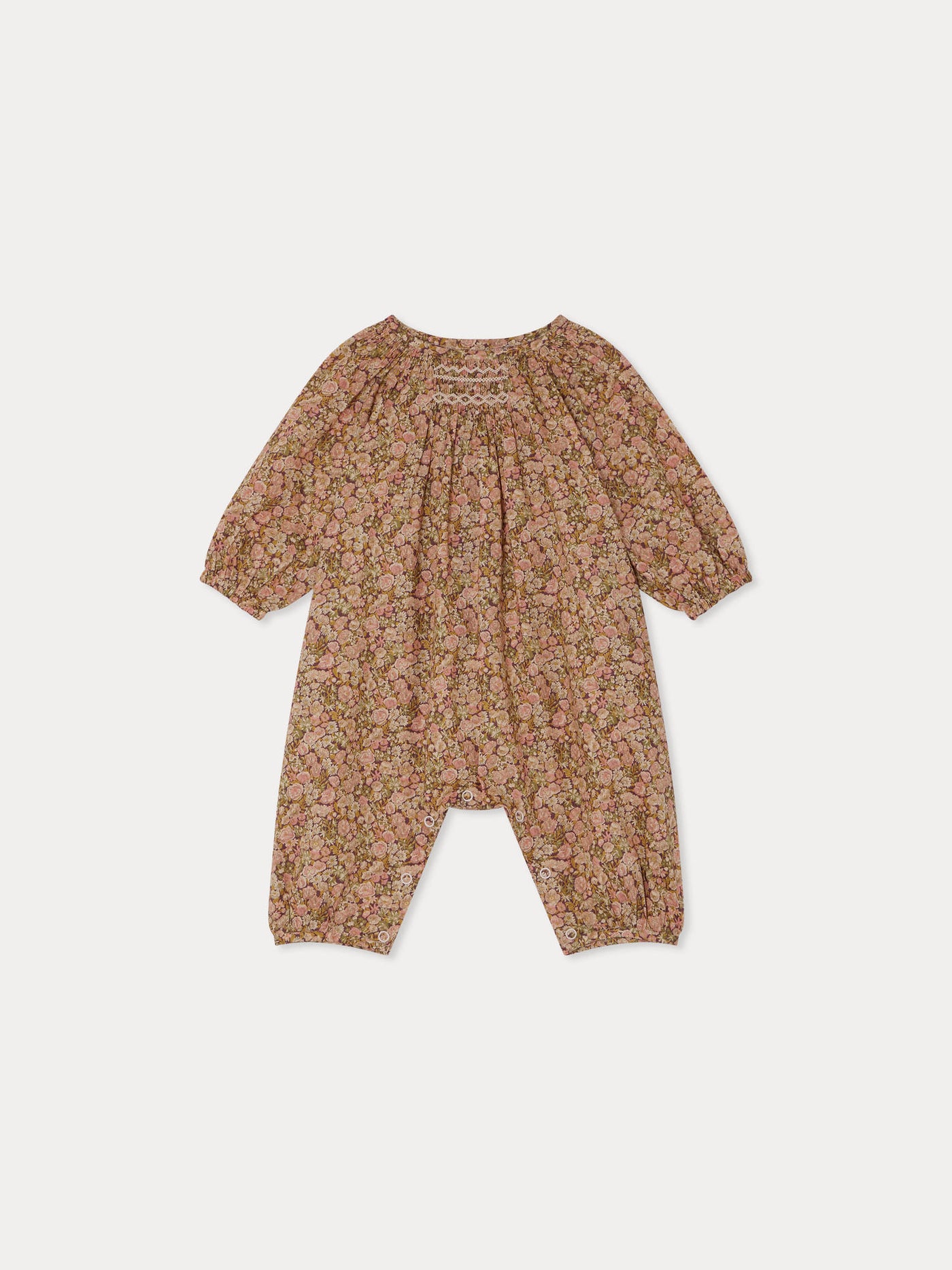 Jia smocked jumpsuit in Liberty fabric in organic cotton