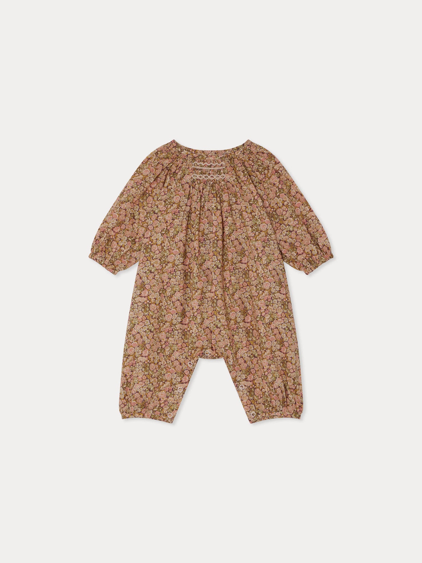 Jia smocked jumpsuit in Liberty fabric in organic cotton