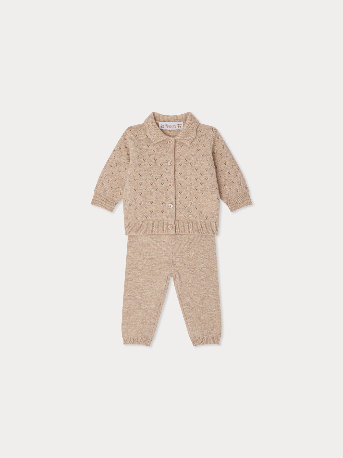 Jade cashmere pointelle collar set