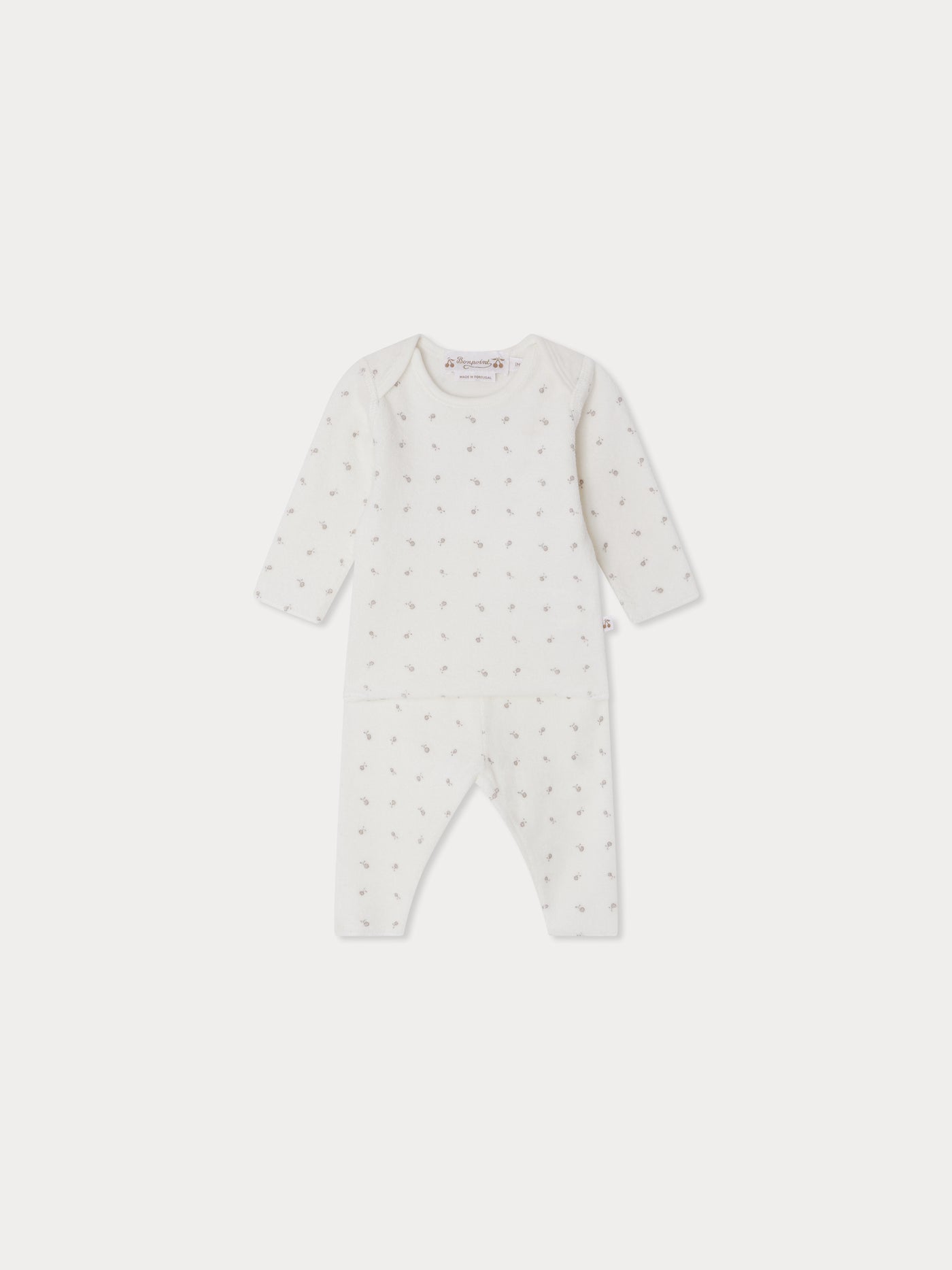Timi printed terry set with American neckline in organic cotton