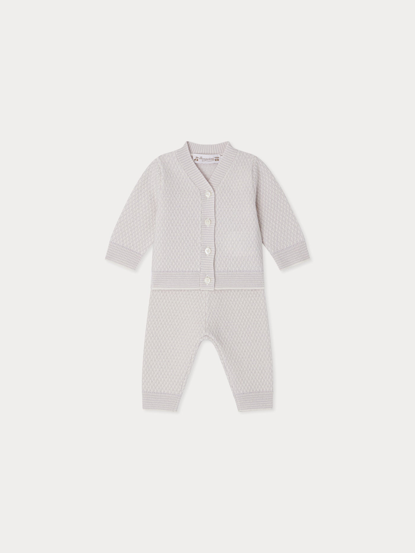 Jahiel V-neck set with fancy cashmere knit