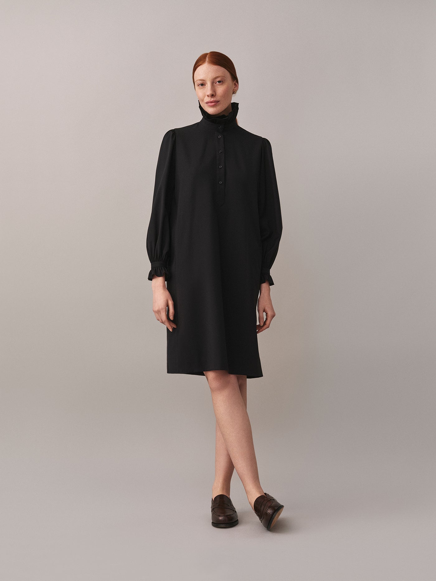 Joie dress with ruffled wool collar
