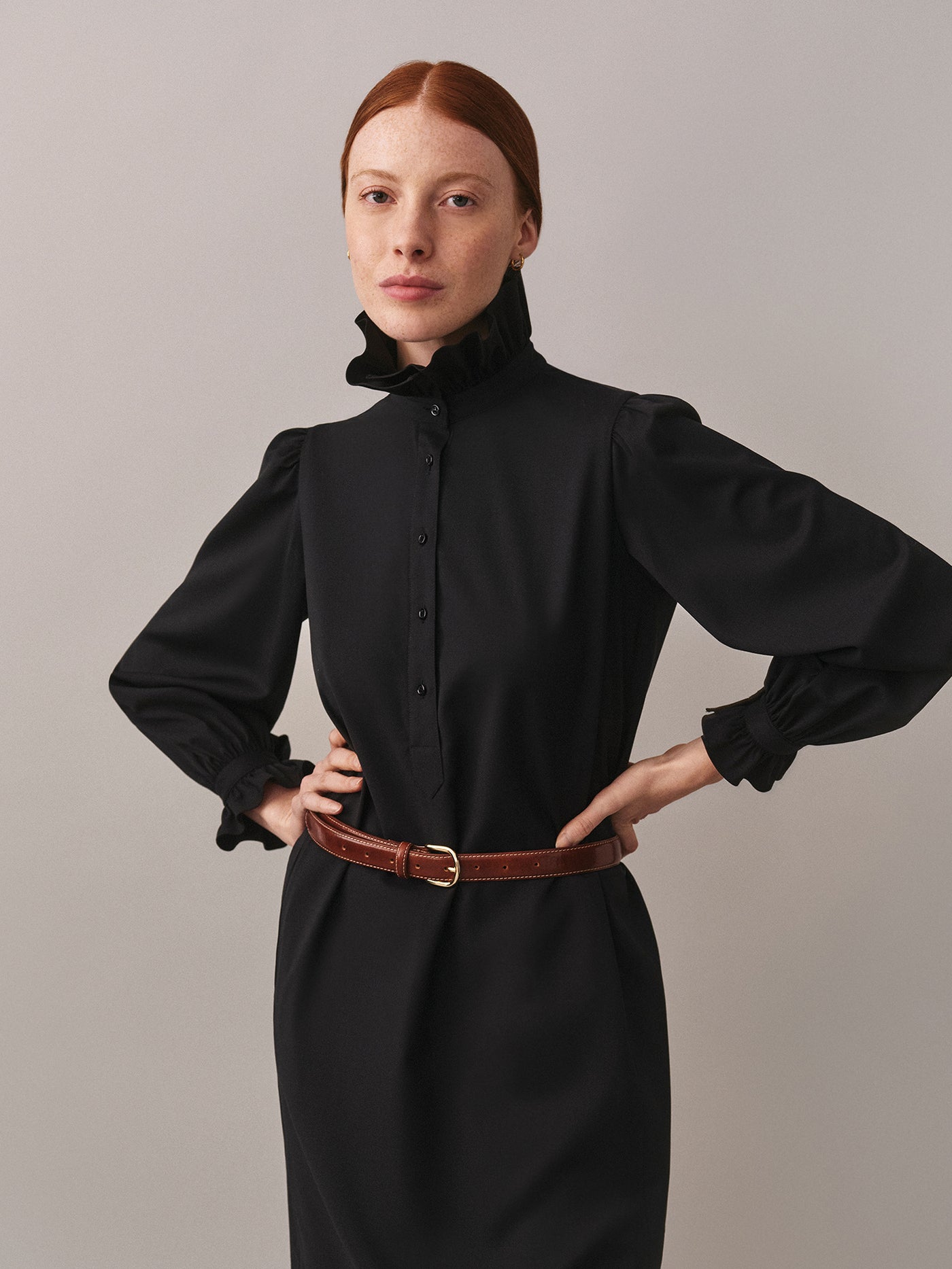 Joie dress with ruffled wool collar