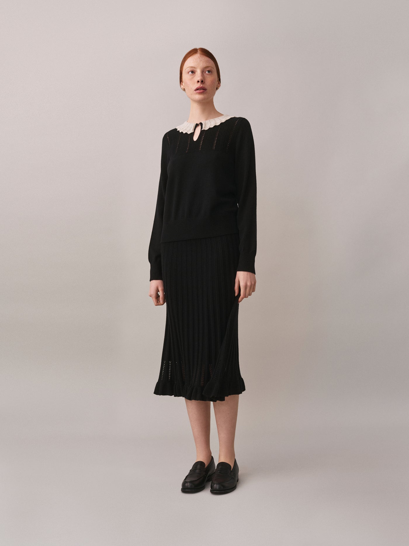 Jimina sweater with wool and silk collar