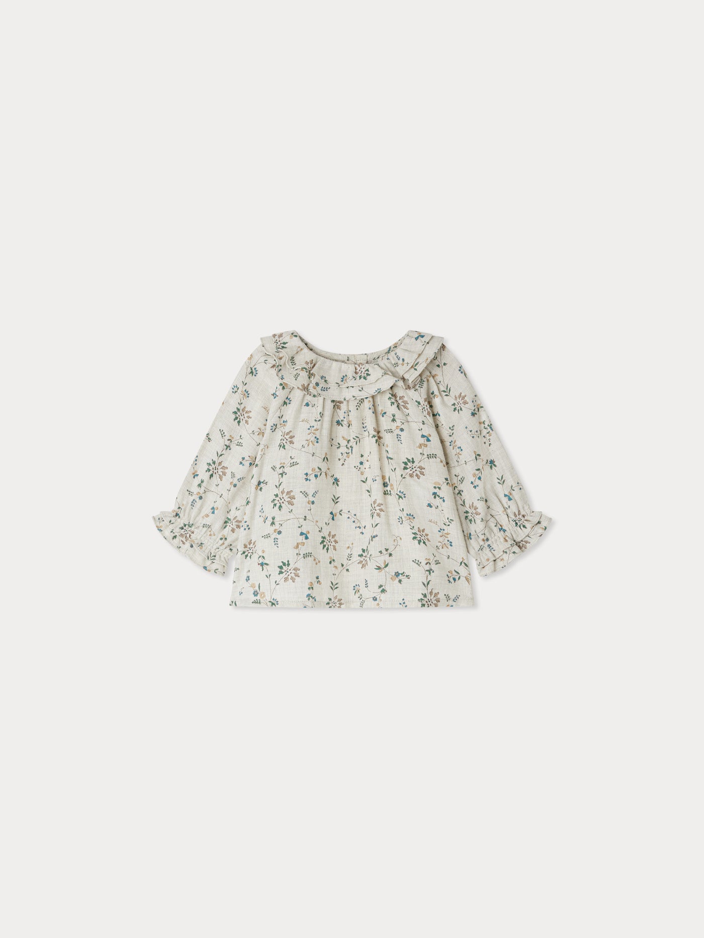 Dolci ruffled round neck blouse
