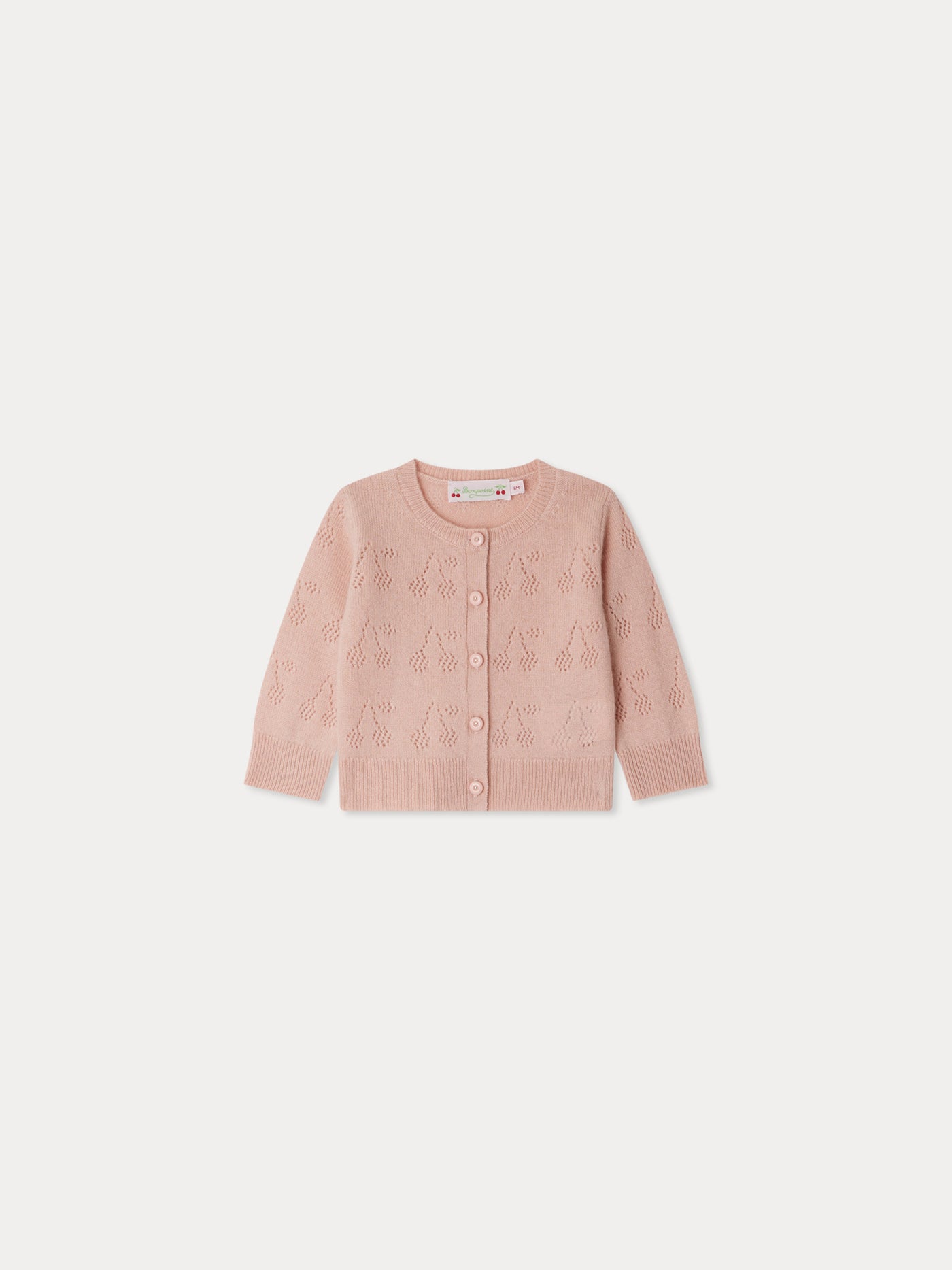 Gwenoli cherry pattern cardigan in pink cashmere