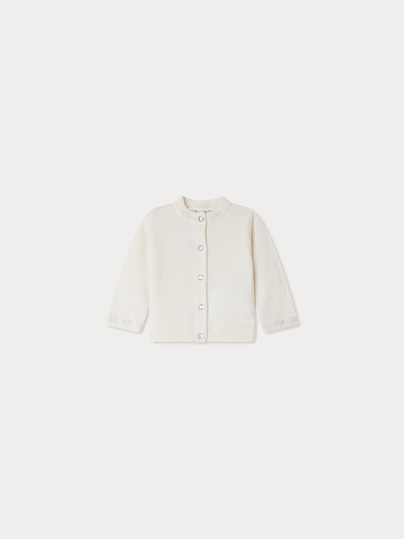Teyana Hand Embroidered Cashmere Crew Neck Cardigan