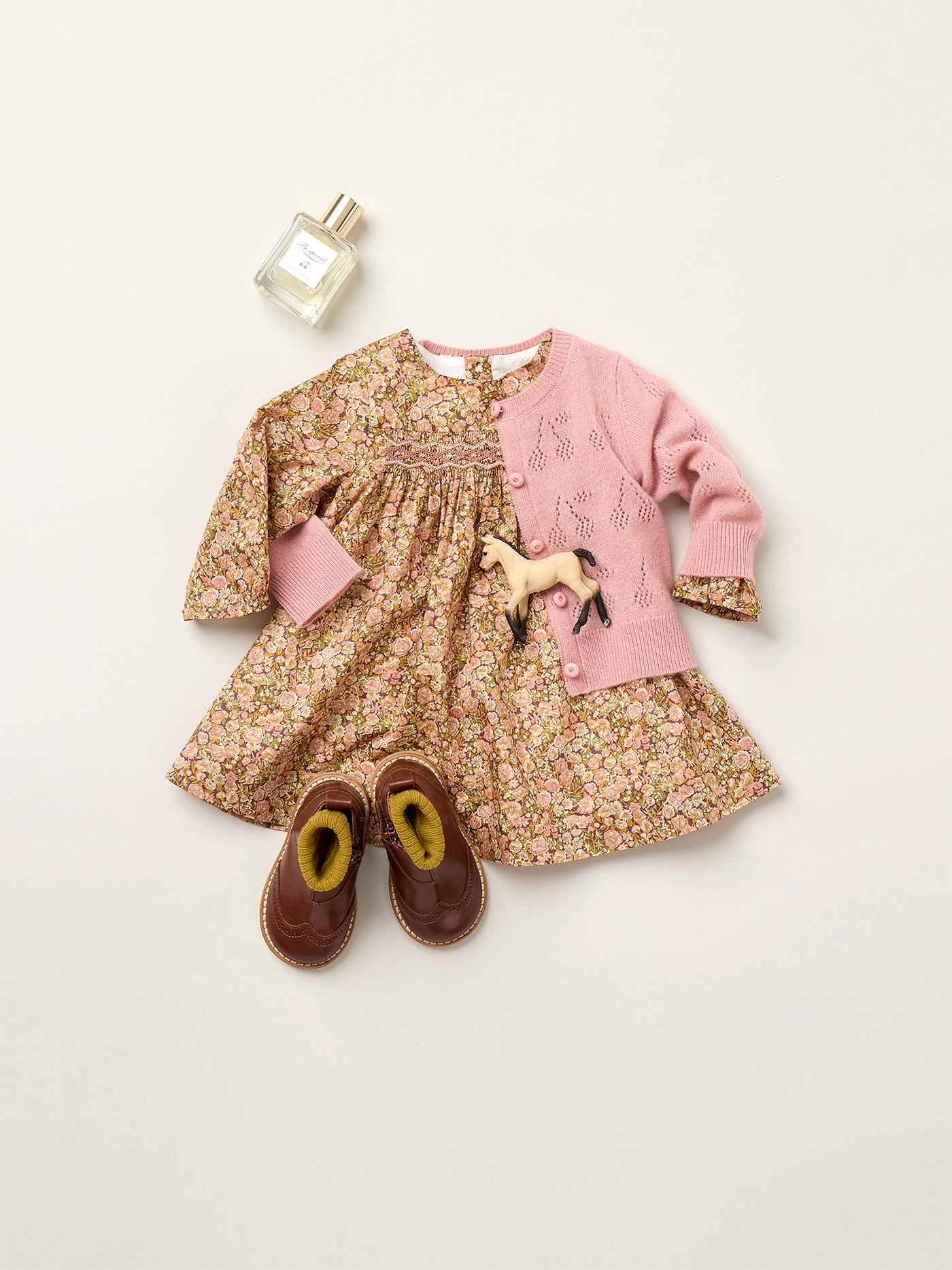 Félicie smocked and embroidered dress in Liberty fabric in organic cotton