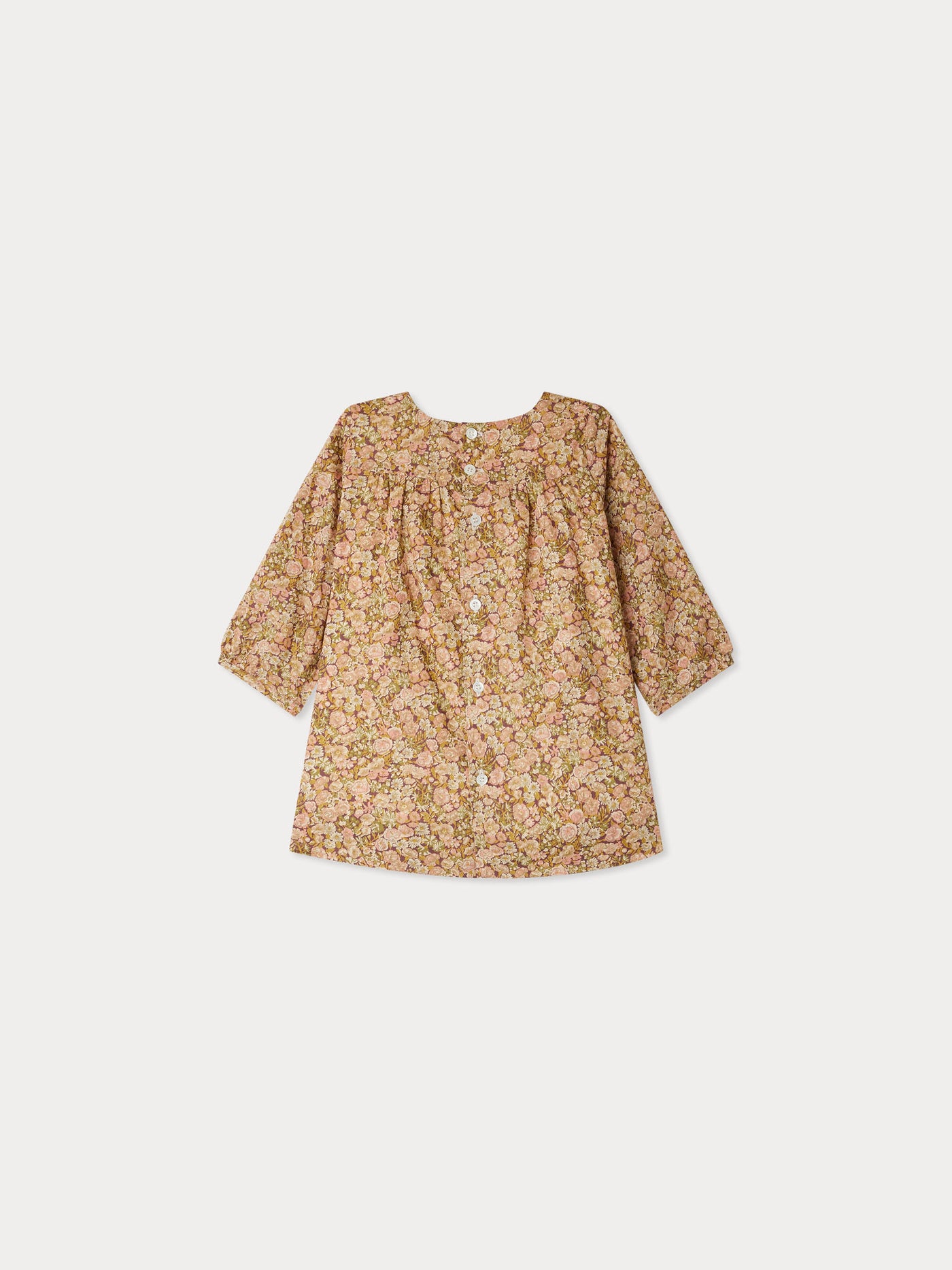 Félicie smocked and embroidered dress in Liberty fabric in organic cotton