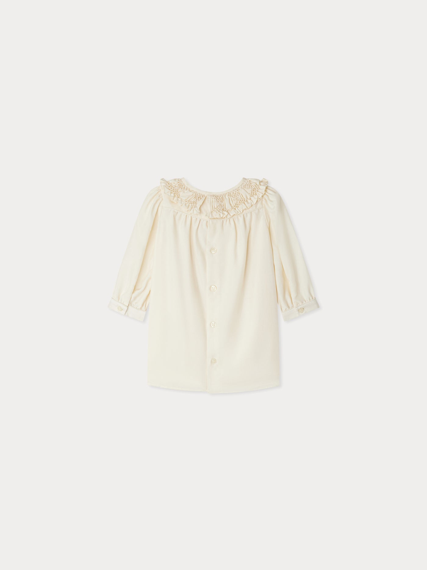 Parma dress with smocked collar and silk embroidery