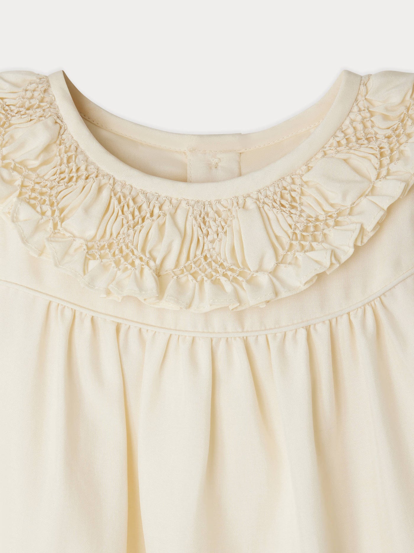 Parma dress with smocked collar and silk embroidery