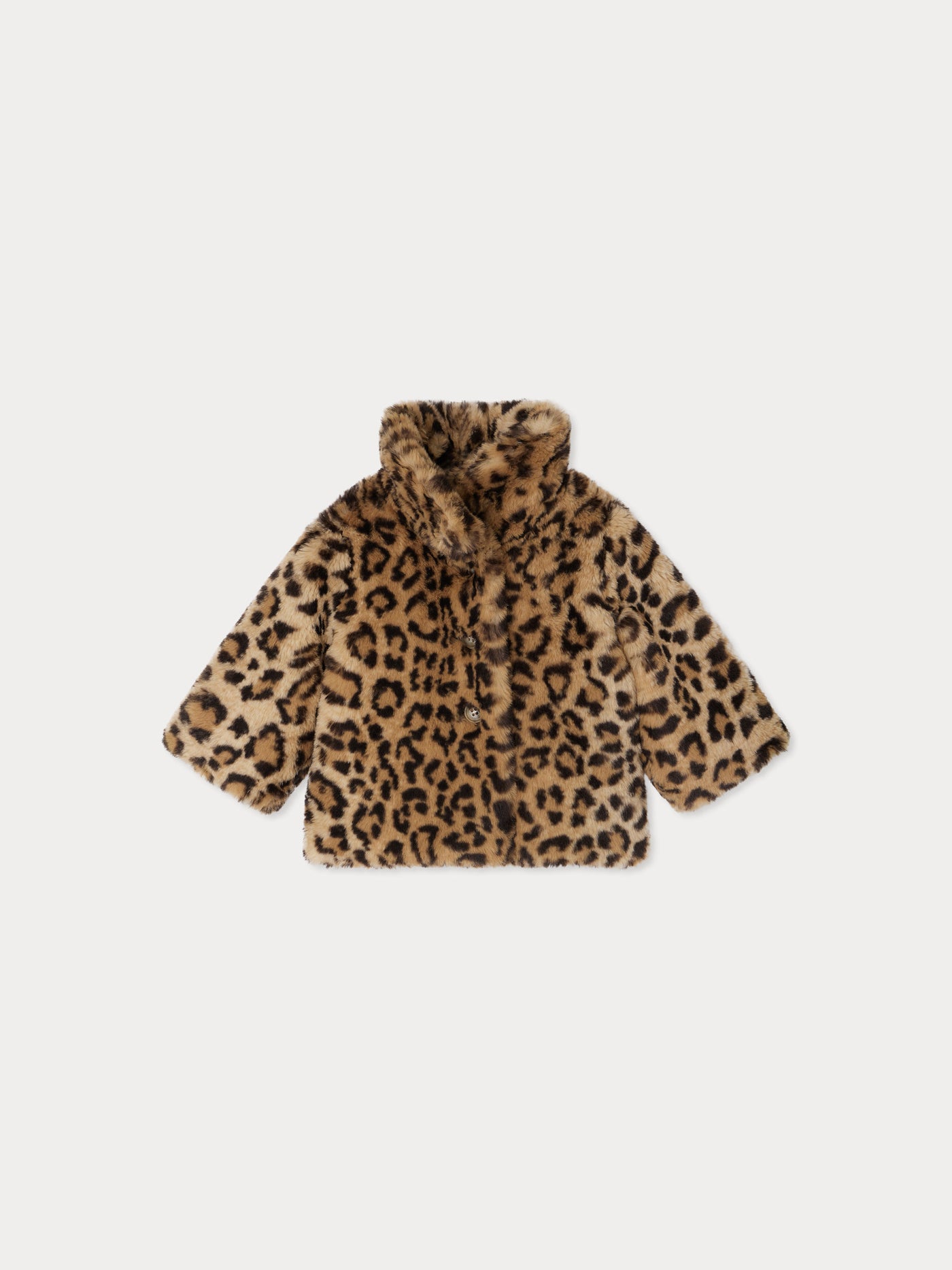 Softness coat in leopard print faux fur