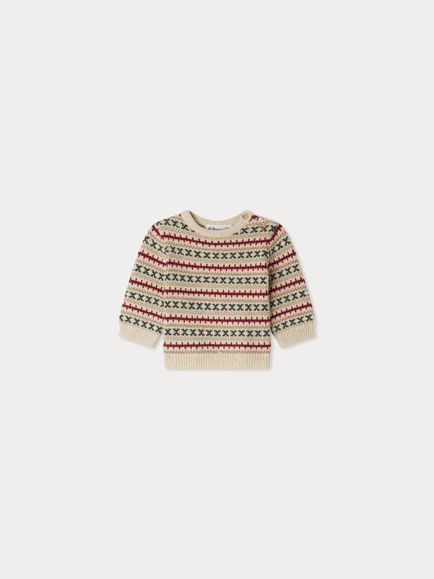 Dalmire jacquard patterned sweater in organic wool and cotton