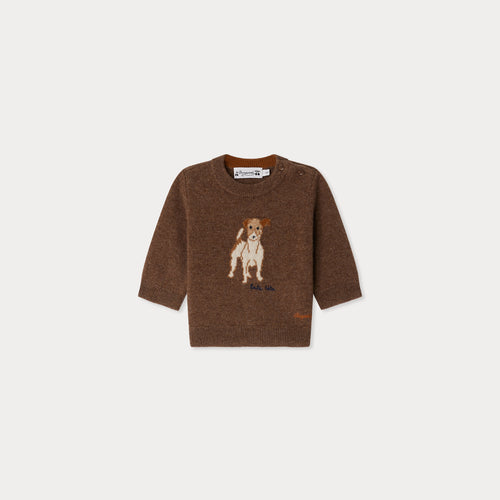 Almire jacquard sweater with a hand-embroidered wool dog