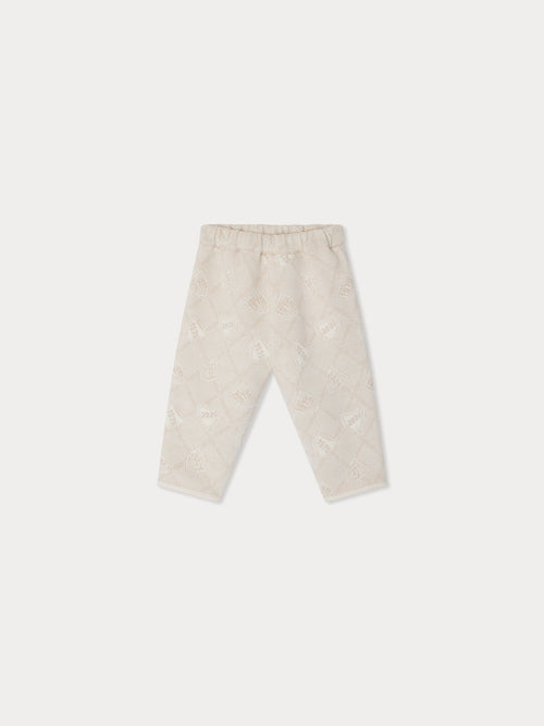 Elvin quilted jogging pants with jacquard pattern in organic cotton