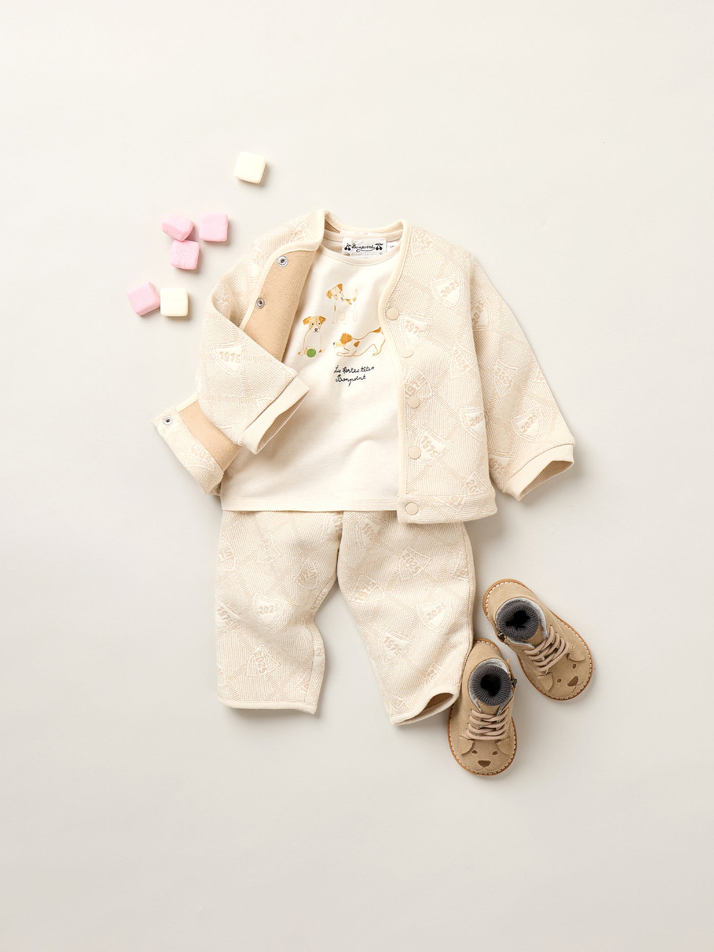 Elvin quilted jogging pants with jacquard pattern in organic cotton