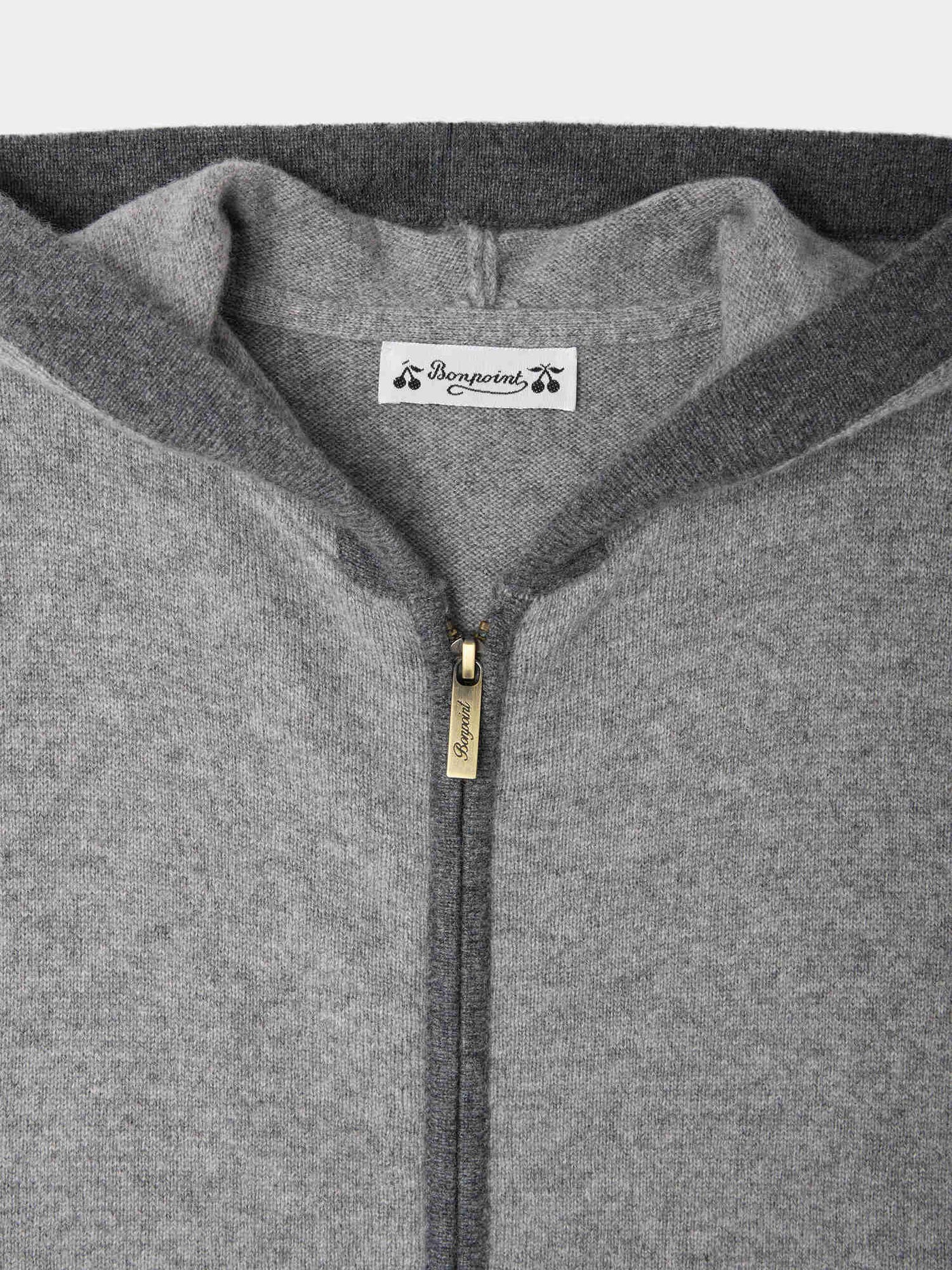 Malik heather grey zip-up hooded cardigan in cashmere