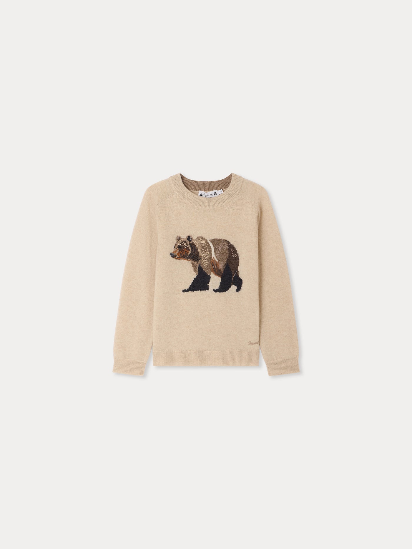 Berlioz crew neck jumper with bear motif in cashmere