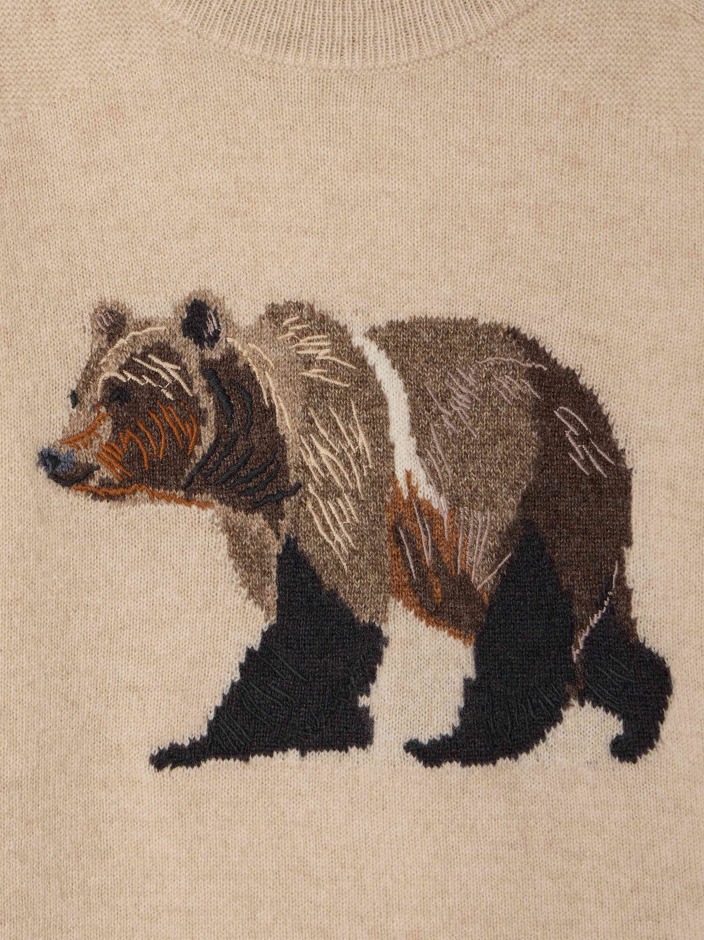 Berlioz crew neck jumper with bear motif in cashmere