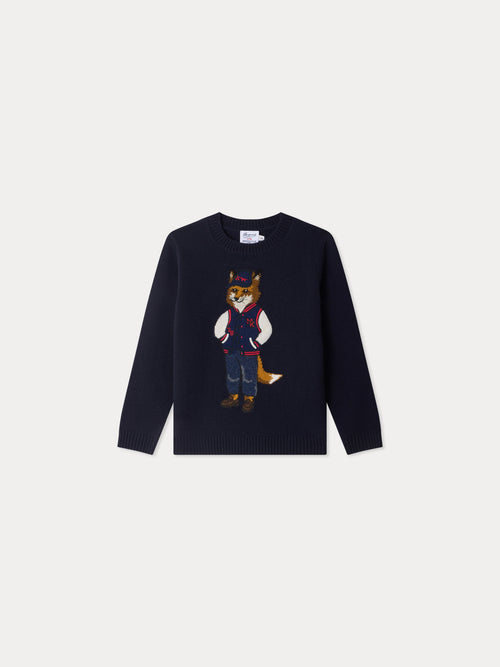 Bonpoint x Maison Kitsuné Mitchell jumper with fox embroidery in wool
