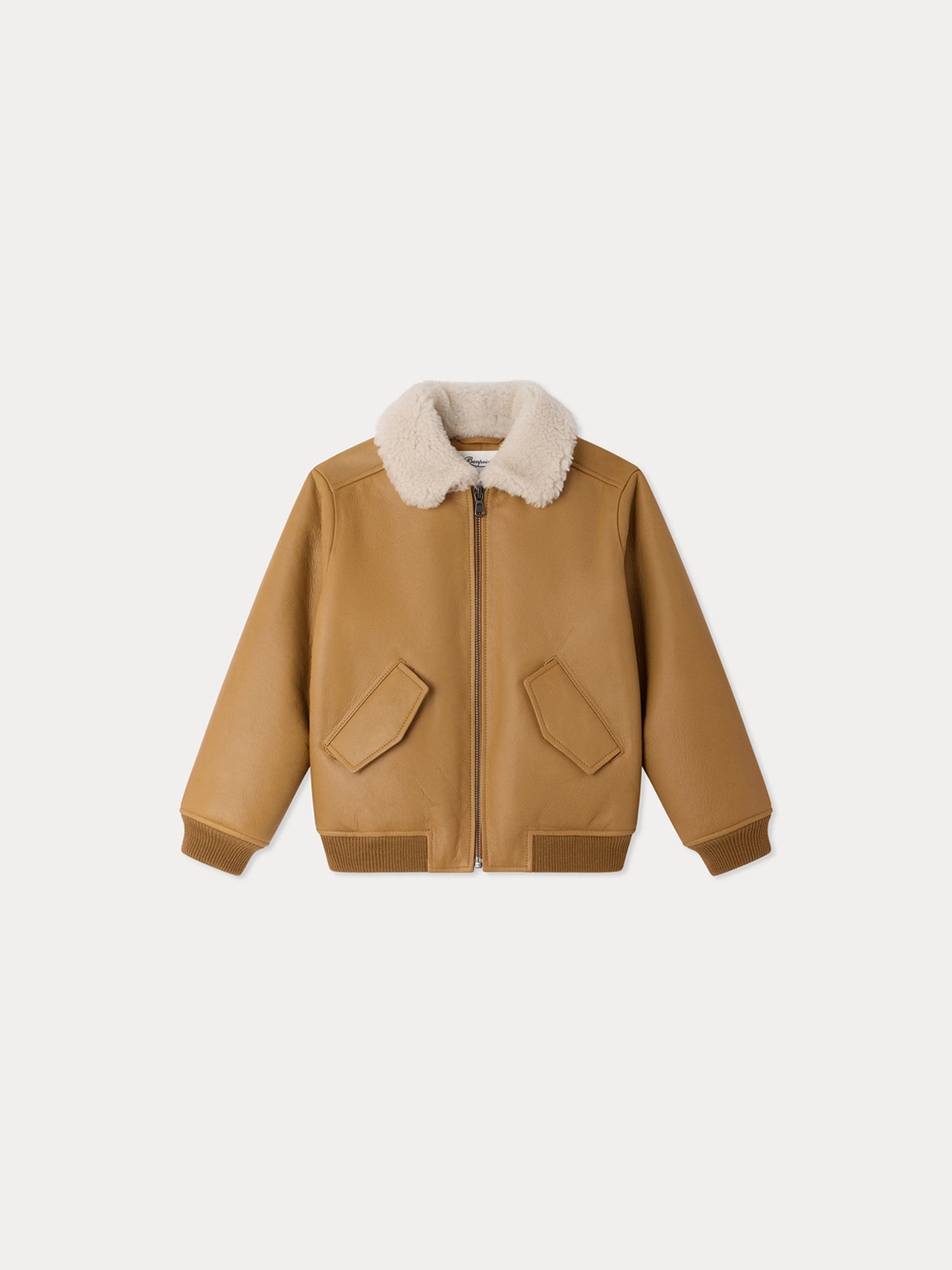 Bowie jacket in leather with faux-fur collar