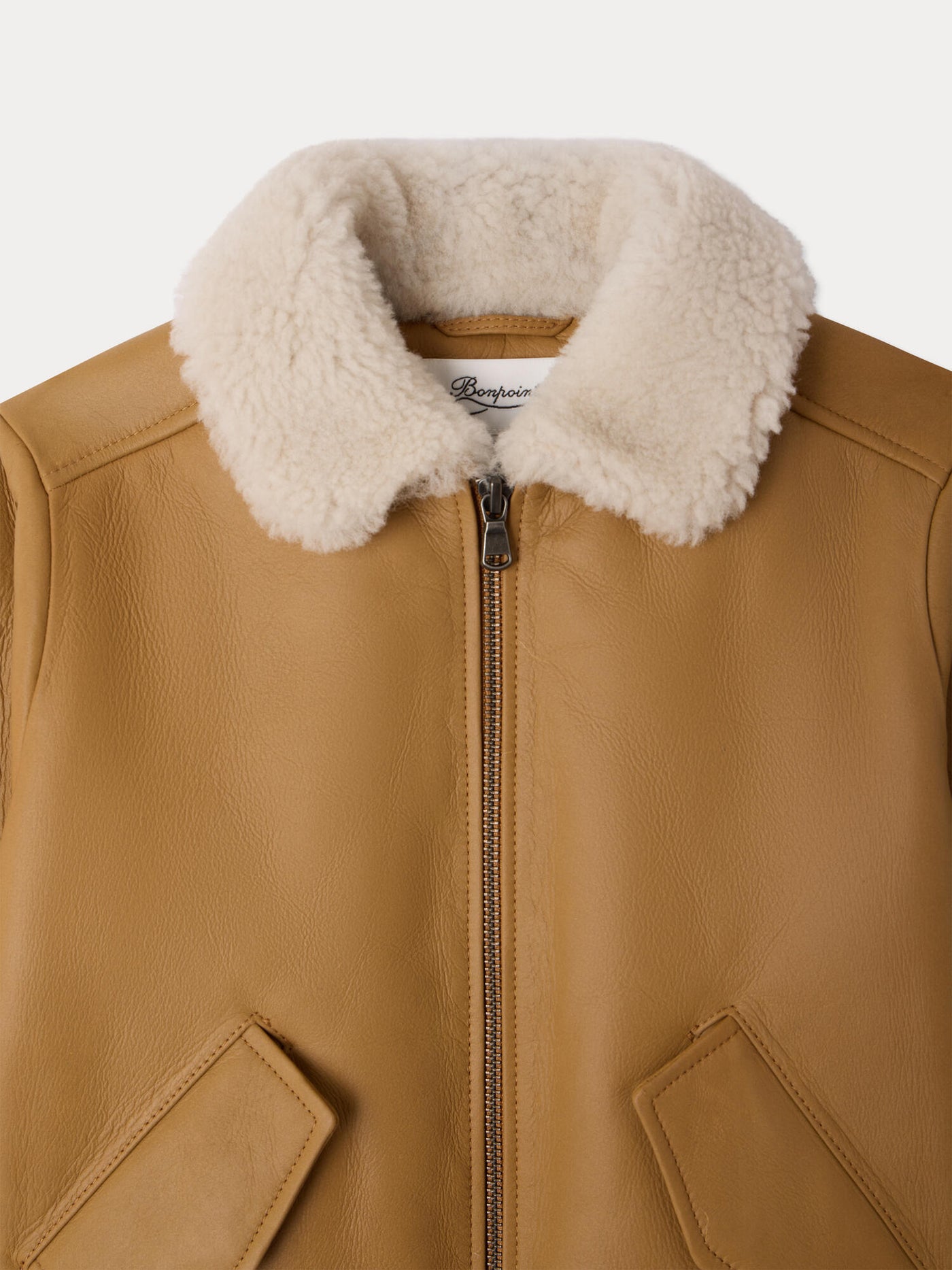 Bowie jacket in leather with faux-fur collar