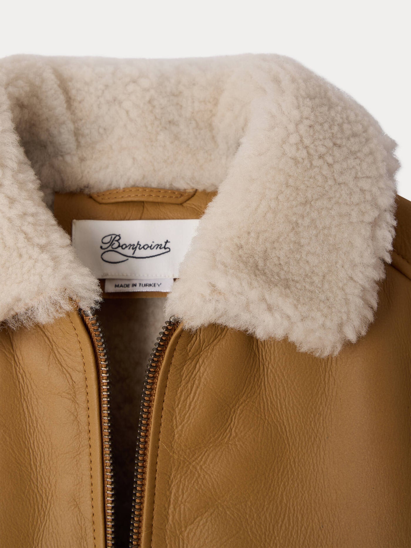 Bowie jacket in leather with faux-fur collar