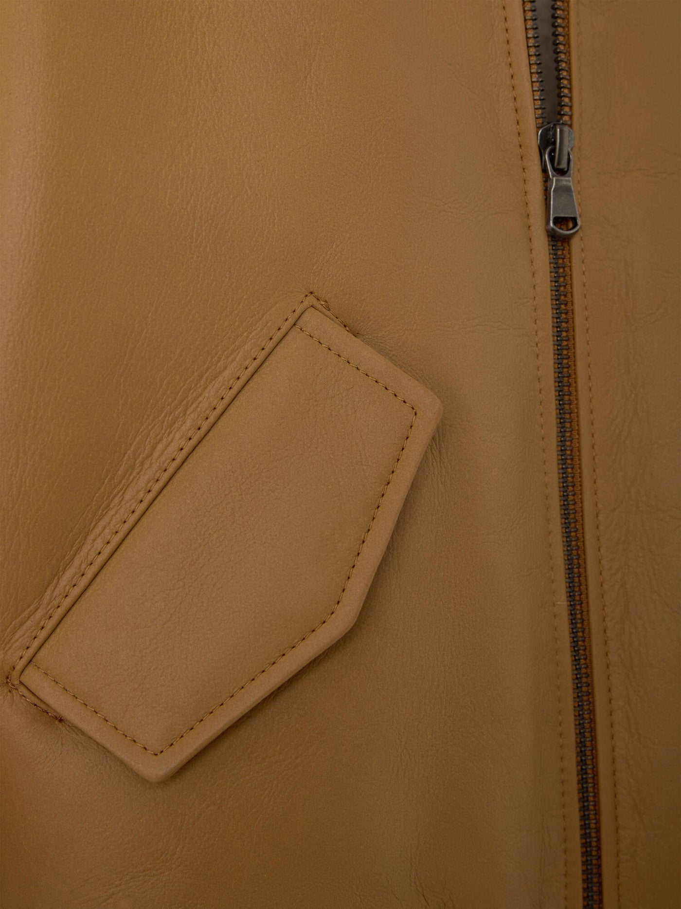 Bowie jacket in leather with faux-fur collar