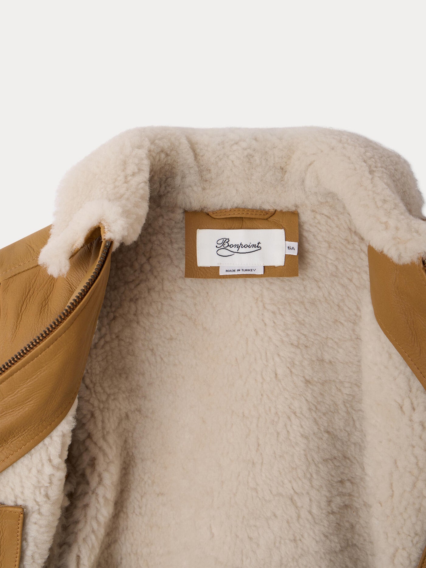 Bowie jacket in leather with faux-fur collar