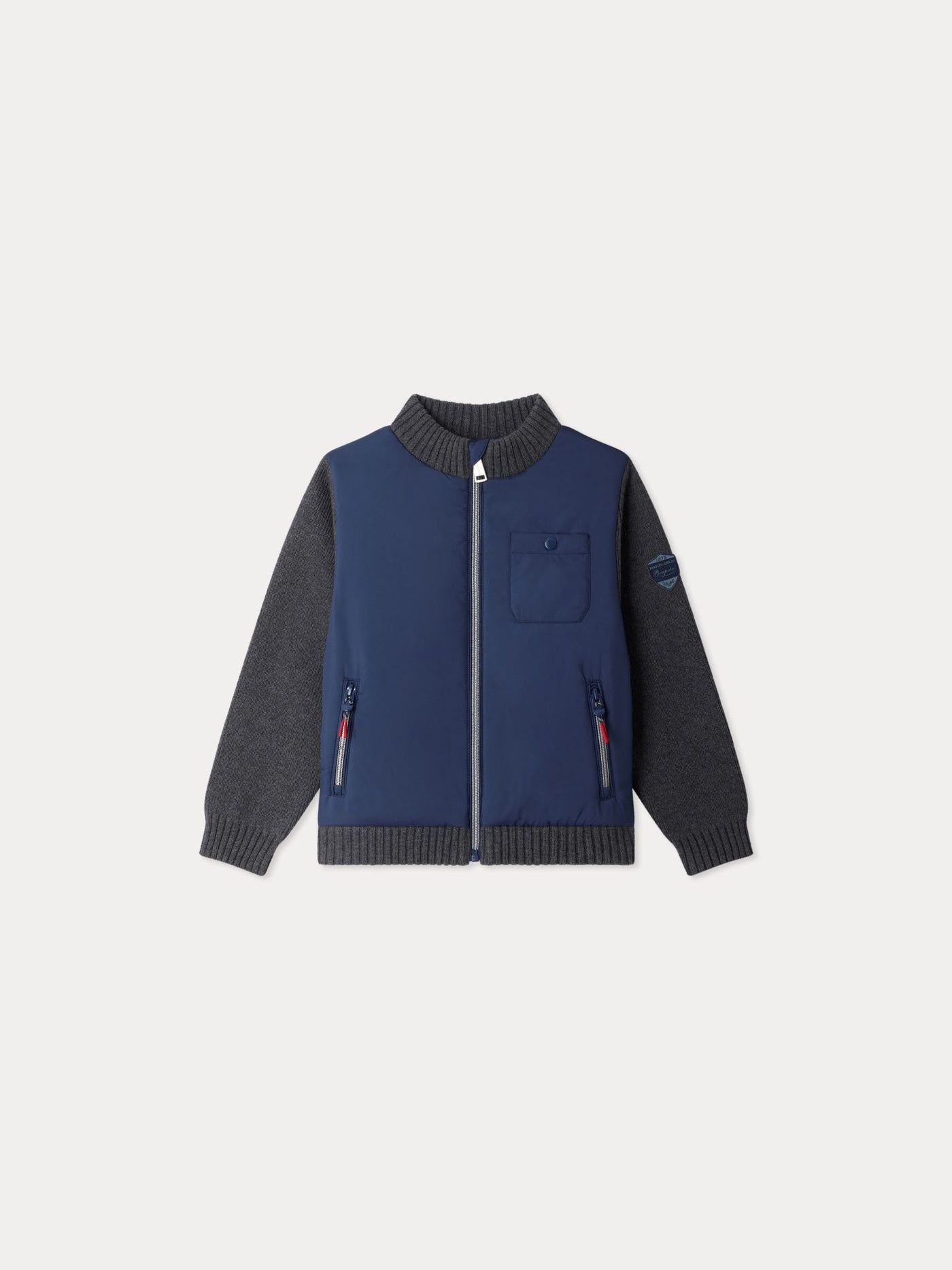 Marcellino mixed-fabric zip-up jacket