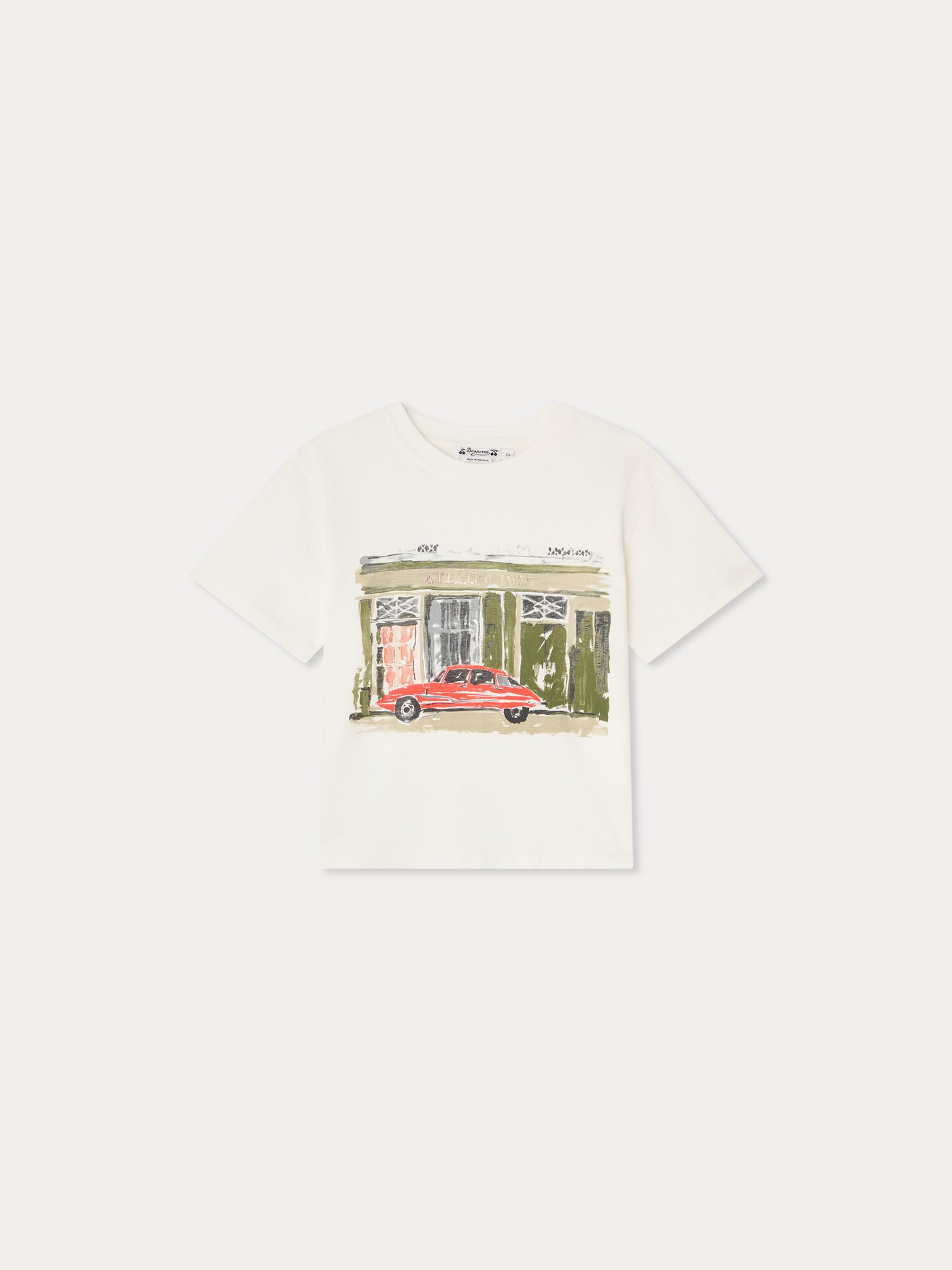 Eidan t-shirt with workshop and car print in organic cotton