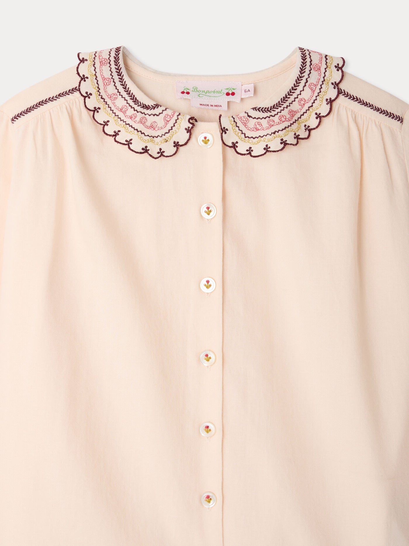 Malah blouse embroidered in organic cotton twill